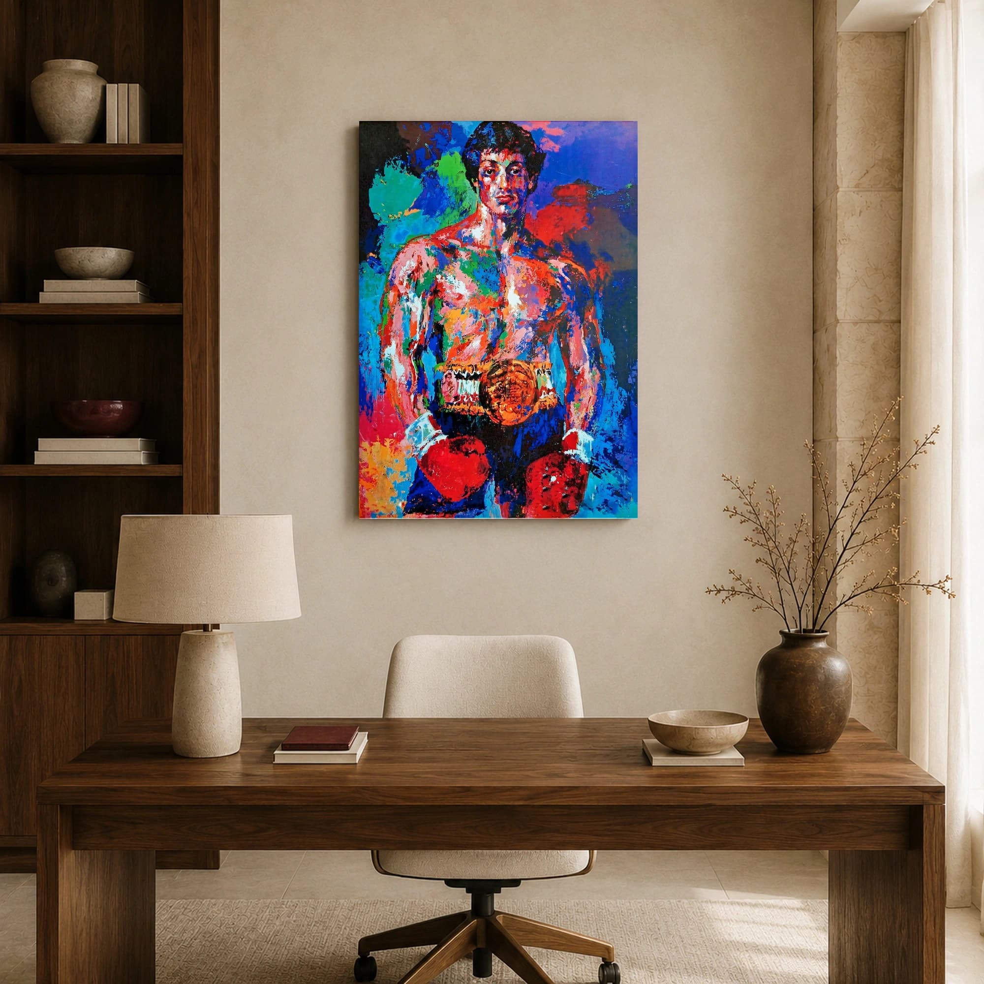 Rocky Champion Boxer Colorful Impasto Wall Art, view 8