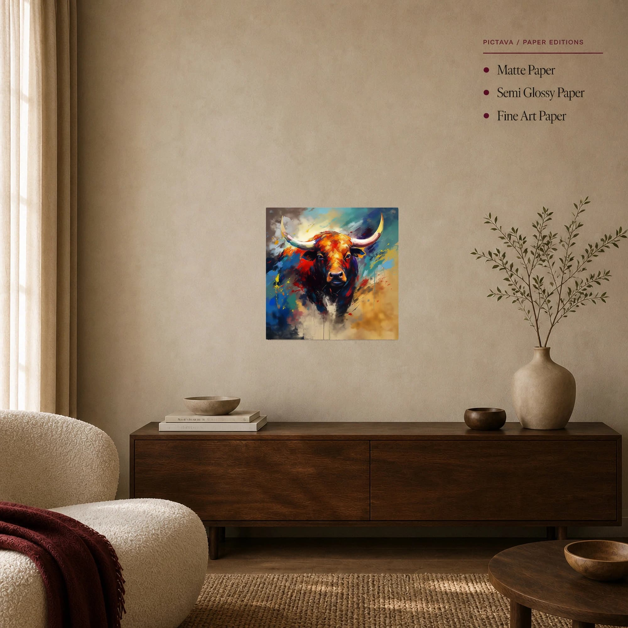 Fierce Vigor Abstract Bull Canvas Print, view 8