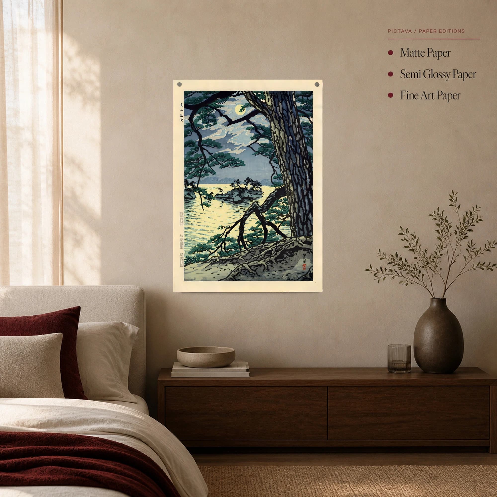 Moon over Matsushima Japanese Woodblock Print Wall Art, view 3