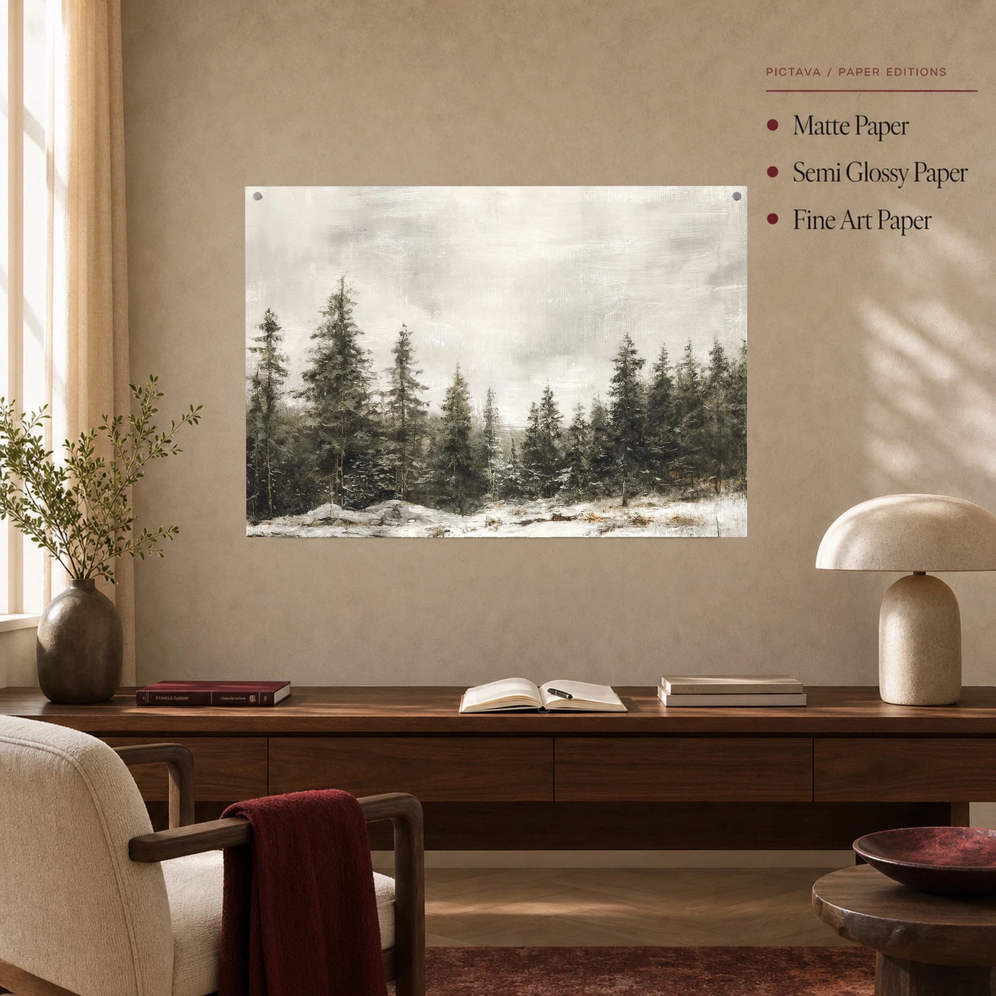 Winter Pine Forest Landscape Canvas Print, view 6