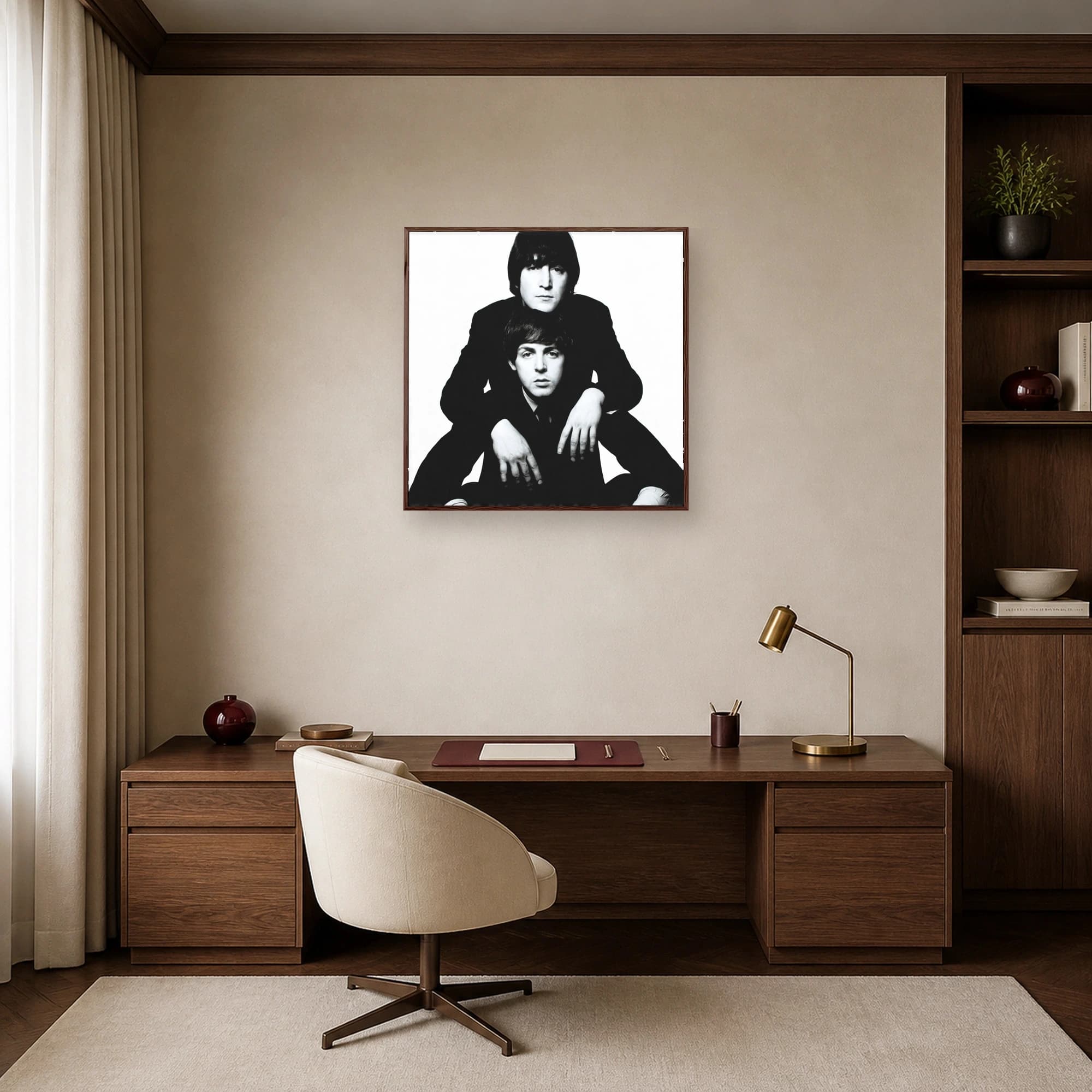 John Lennon and Paul McCartney Iconic Black and White Portrait, view 6
