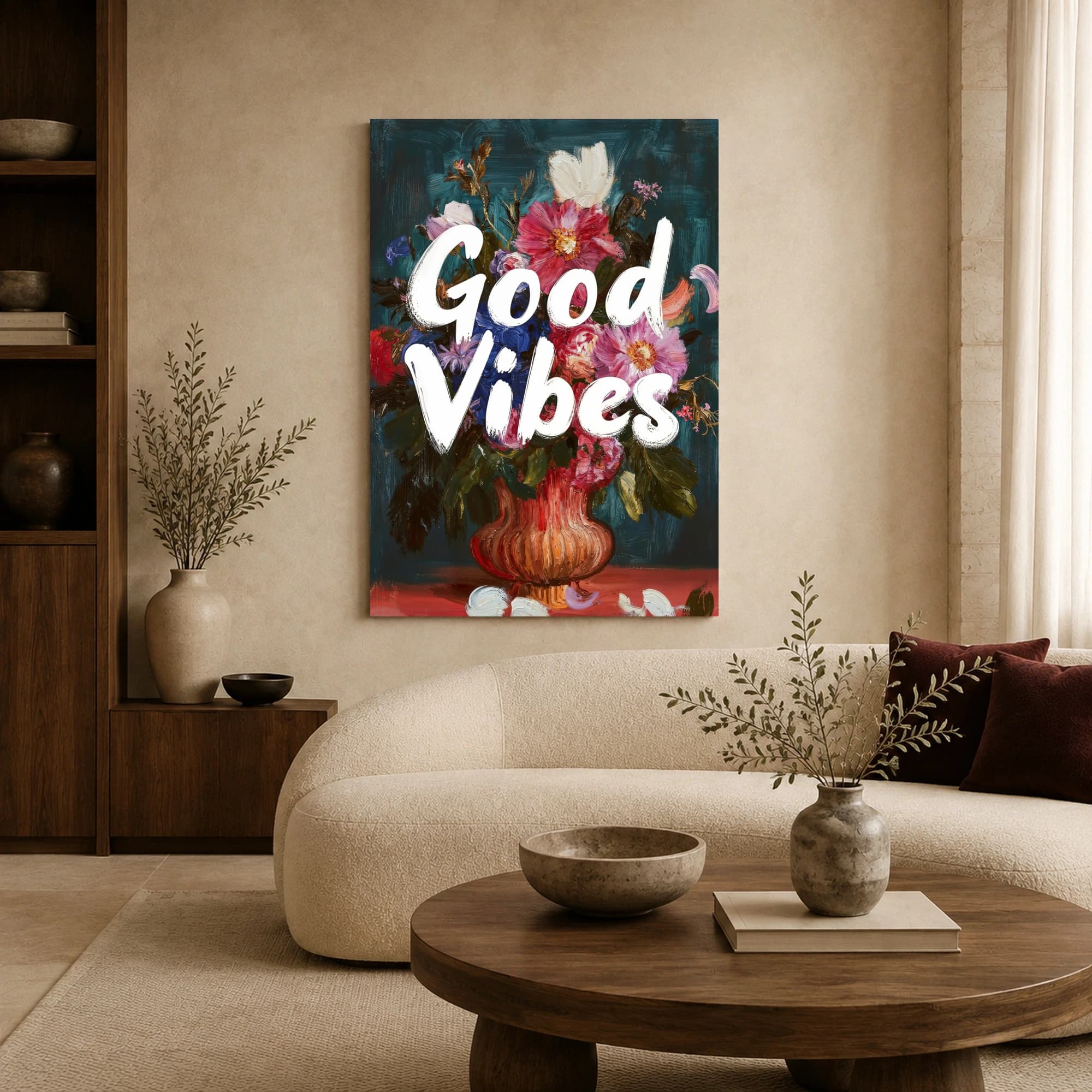 Good Vibes Floral Impasto Painting Wall Art, view 5