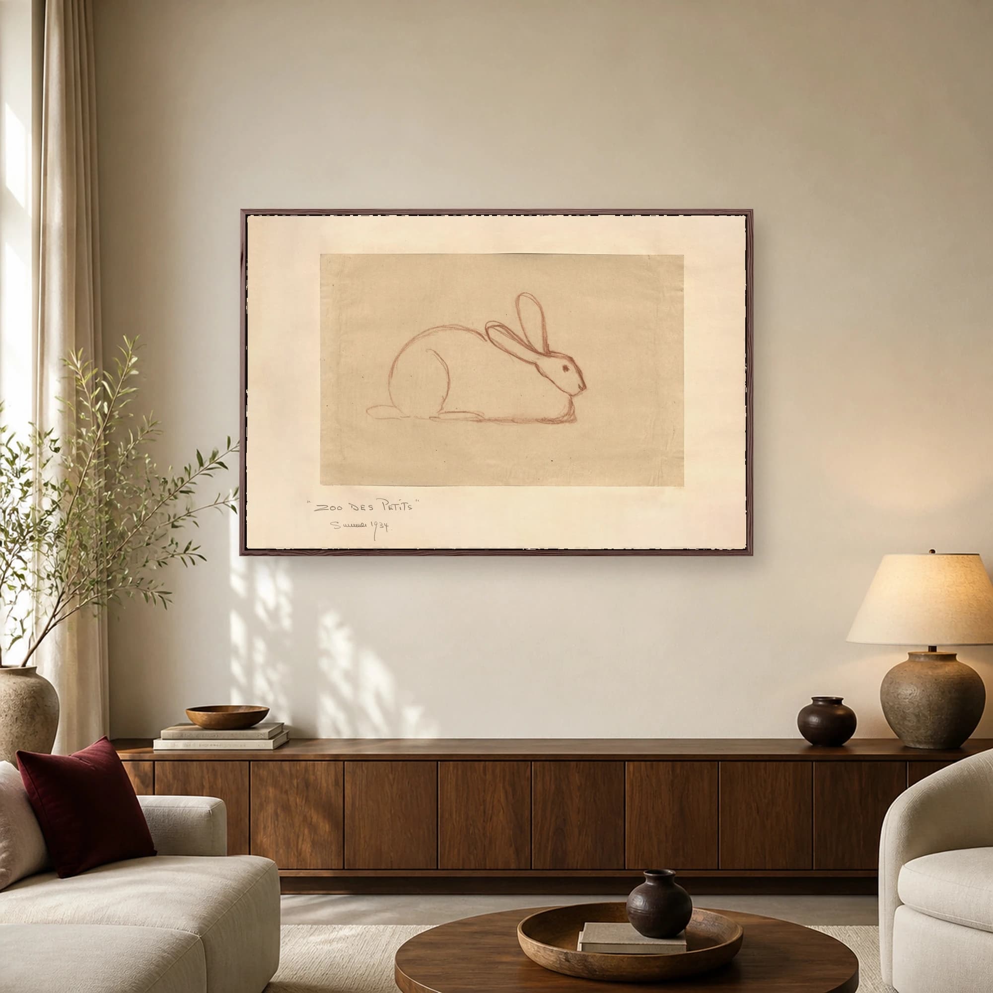 Zoo des Petits Vintage Rabbit Sketch Art Print, view 3