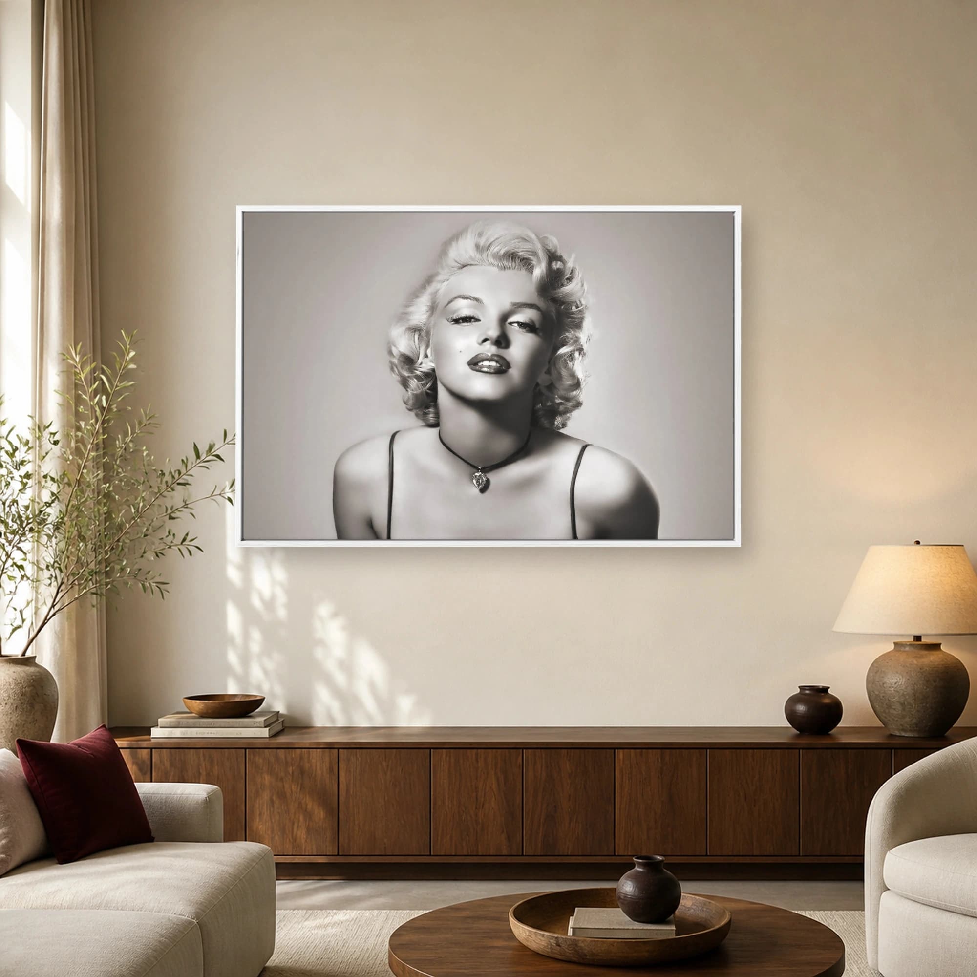 Classic Hollywood Glamour Icon Black and White Portrait Wall Art, view 3