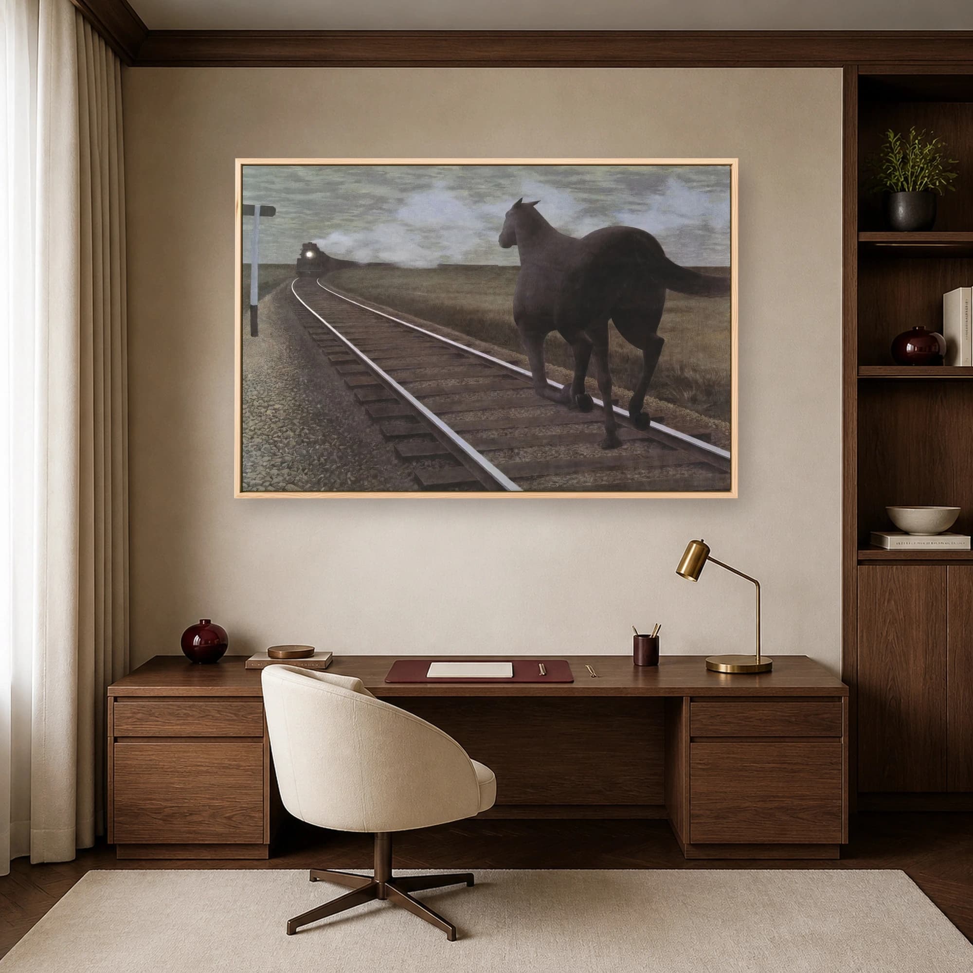 Surrealist Horse and Train Fine Art Canvas Print, view 7