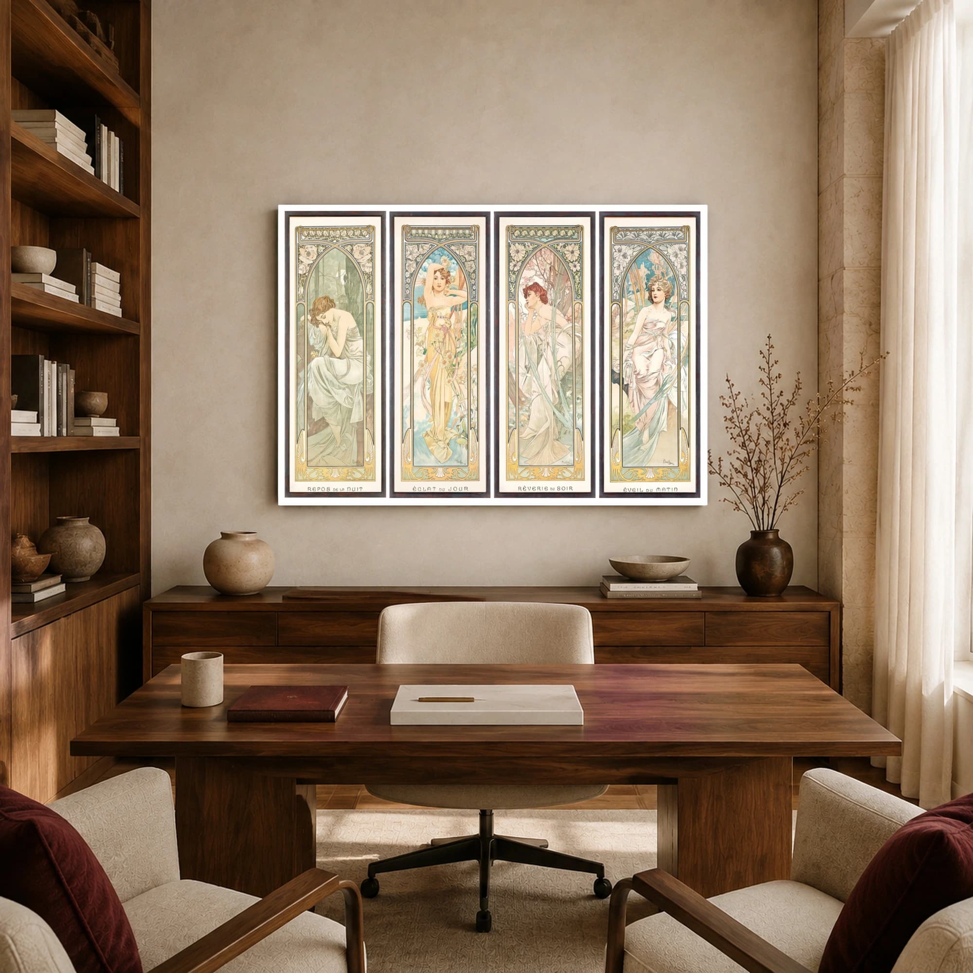 Alphonse Mucha The Times of the Day Art Nouveau Quadriptych Print, view 8