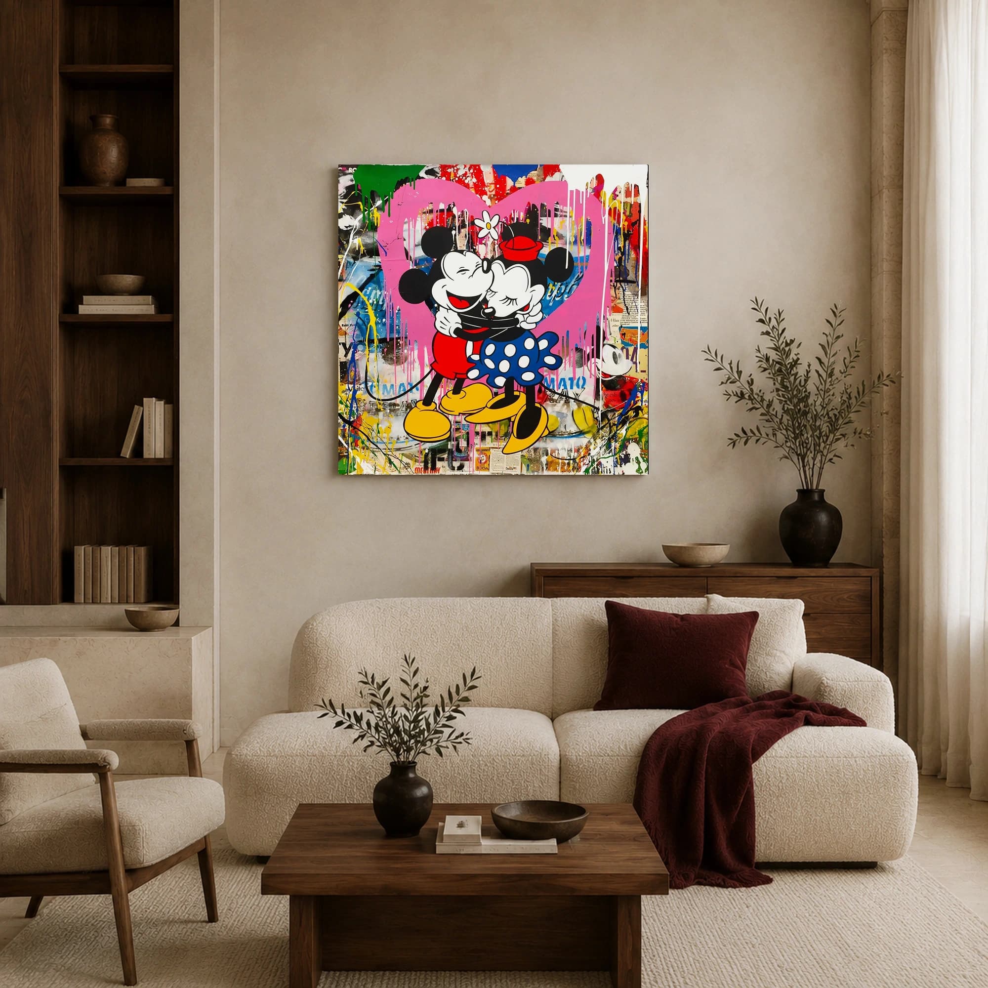 Mickey and Minnie Pop Art Canvas Print - Urban Romance Wall Art, view 4