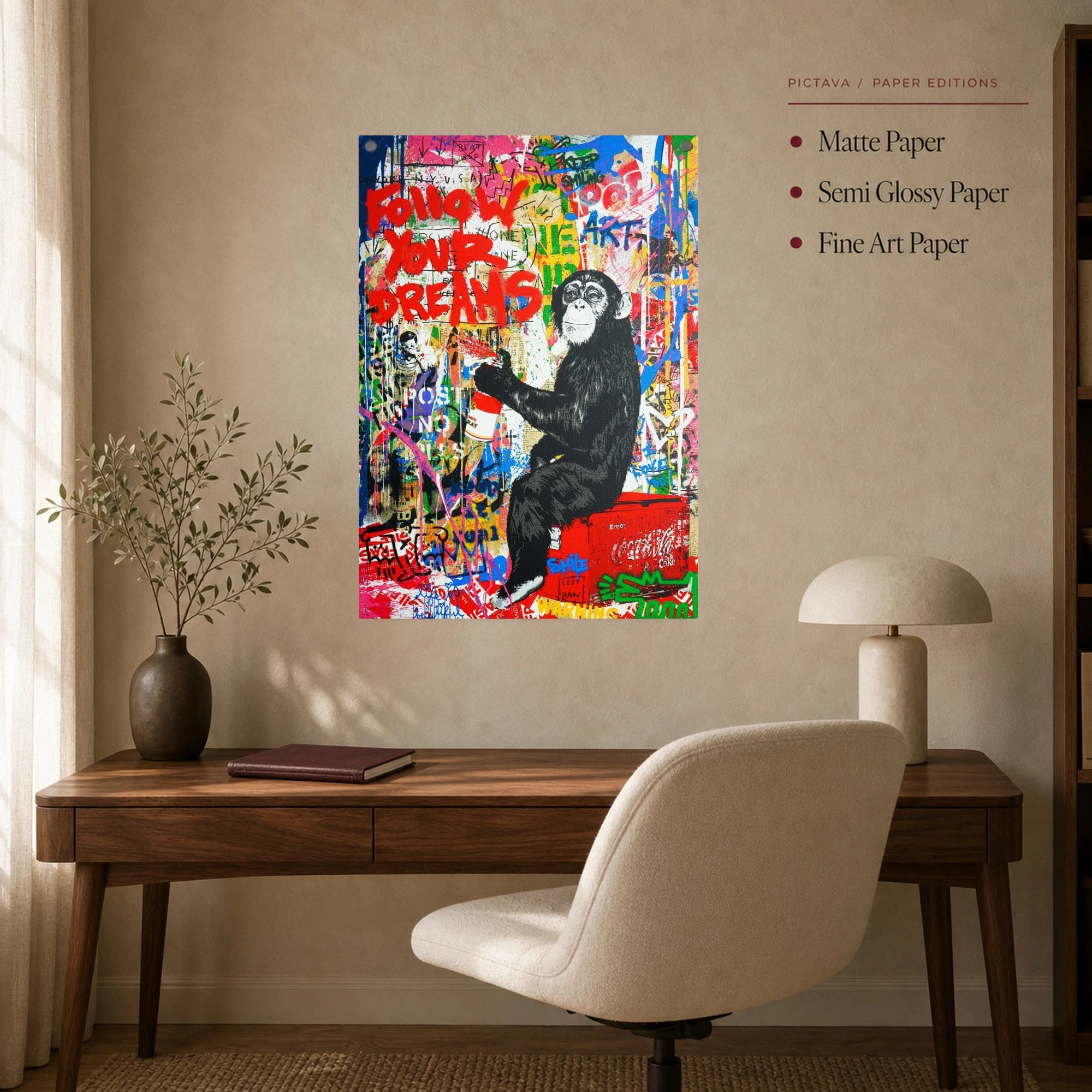 Graffiti Chimpanzee Street Art Canvas Print, view 7