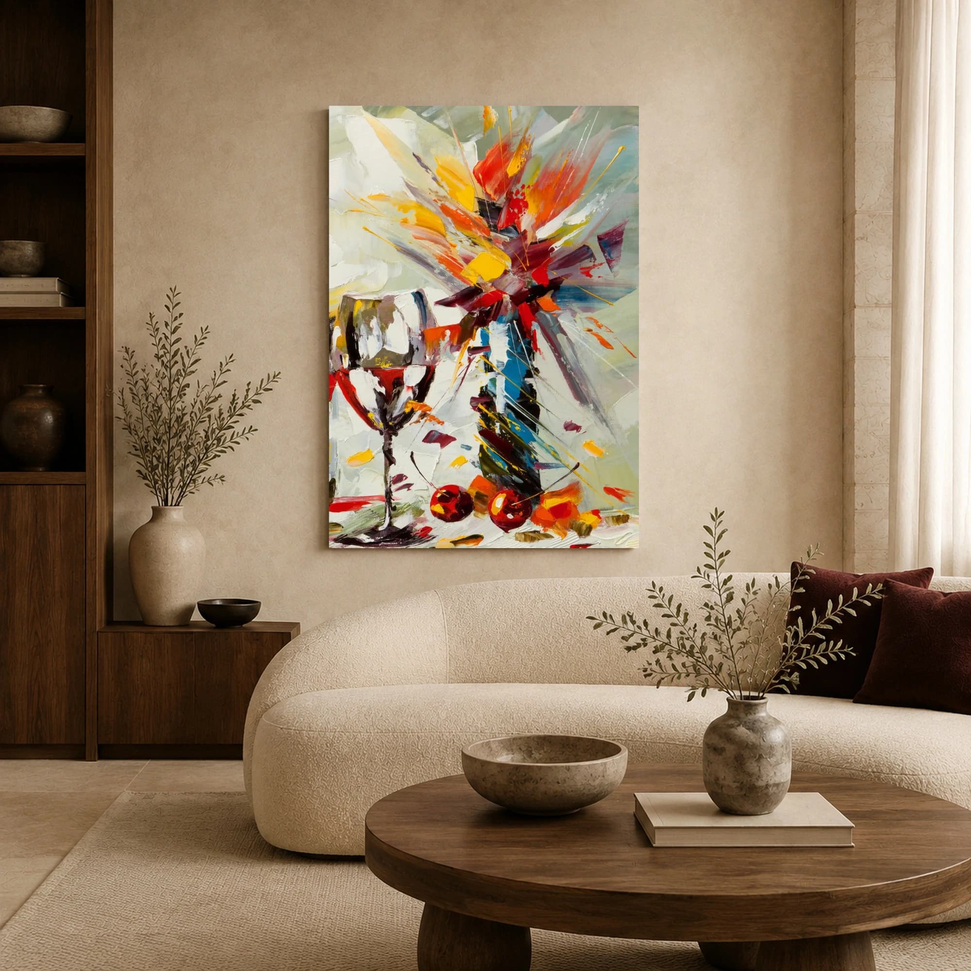 Abstract Wine Glass and Burst of Colors Canvas Print, view 4