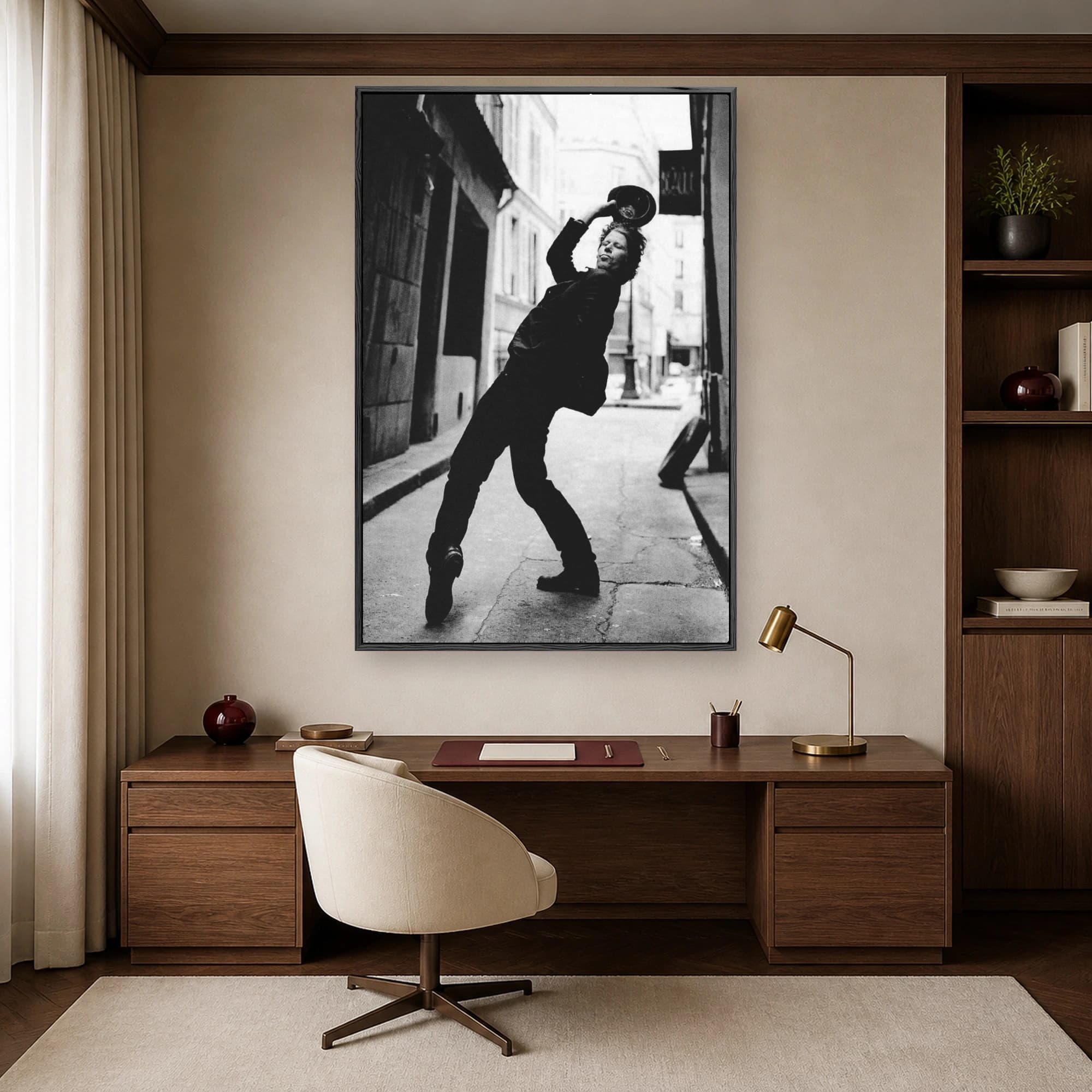 Tom Waits Iconic Alleyway Lean Black and White Music Photography Print, view 6