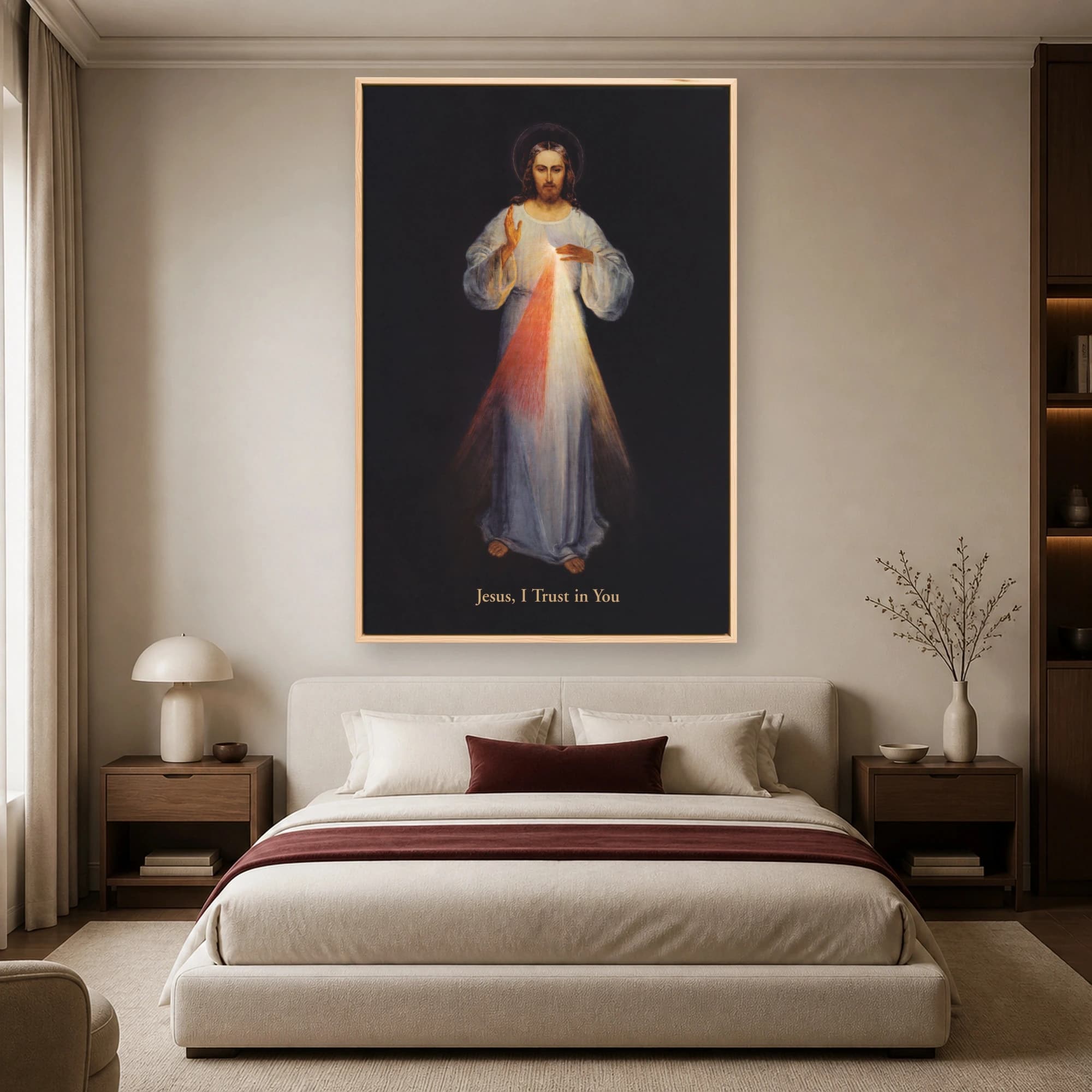 Divine Mercy Jesus Wall Art with Sacred Rays and Blessing, view 6