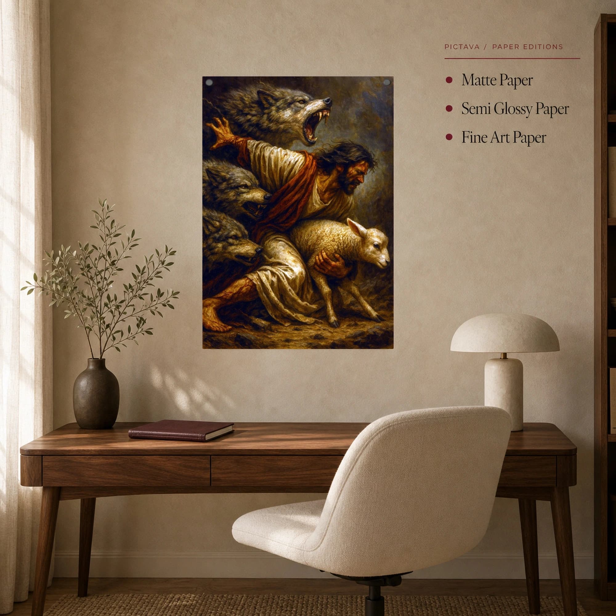 The Shepherd and Wolves Fine Art Canvas Print, view 8