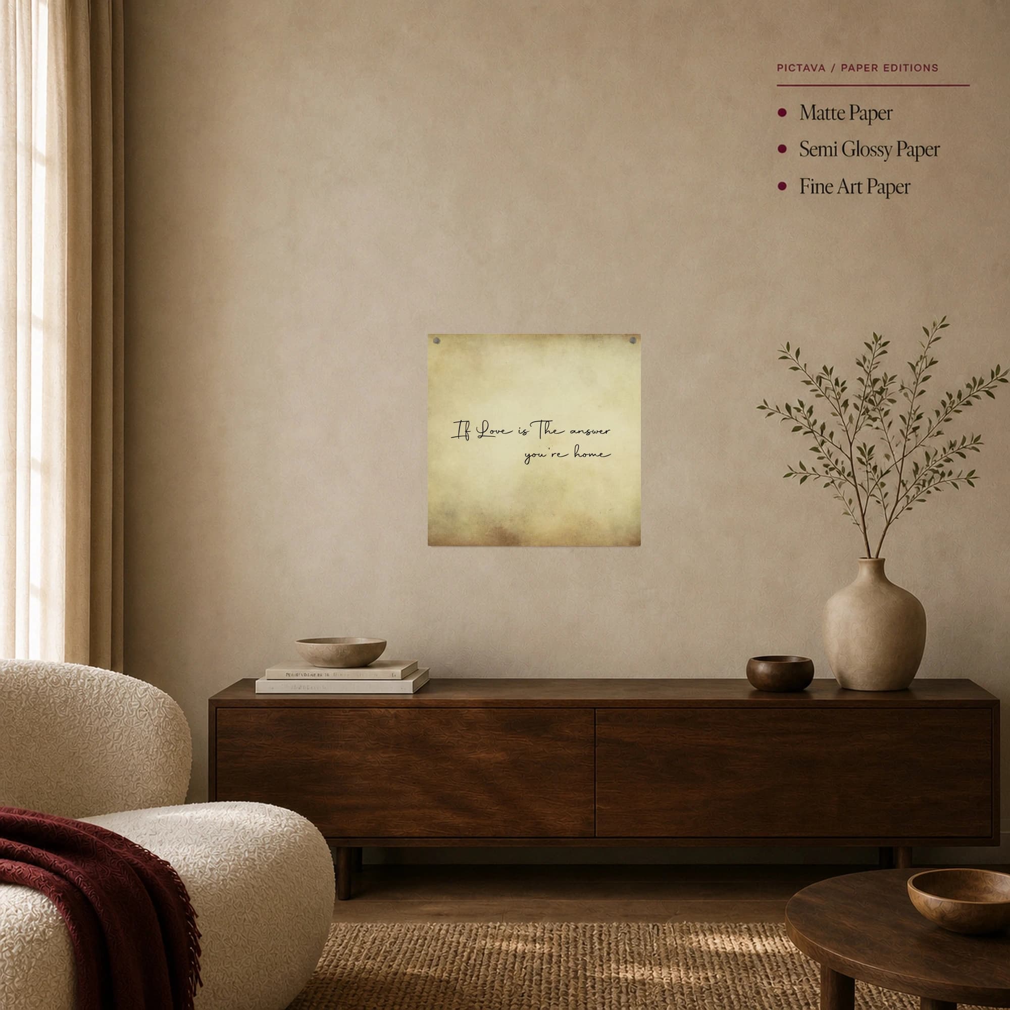 If Love Is The Answer You're Home Vintage Typography Wall Art, view 7