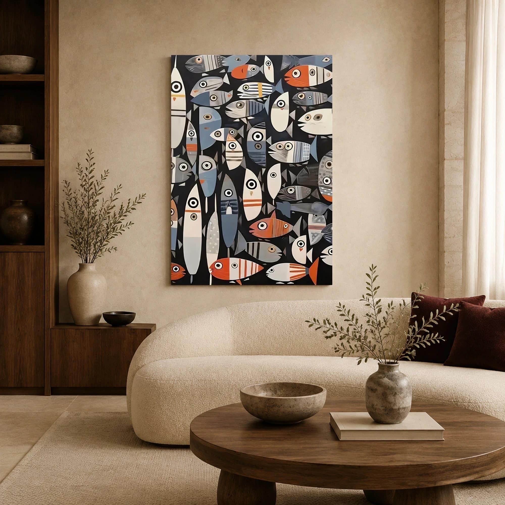 School of Stylized Fish Modern Abstract Wall Art, view 6