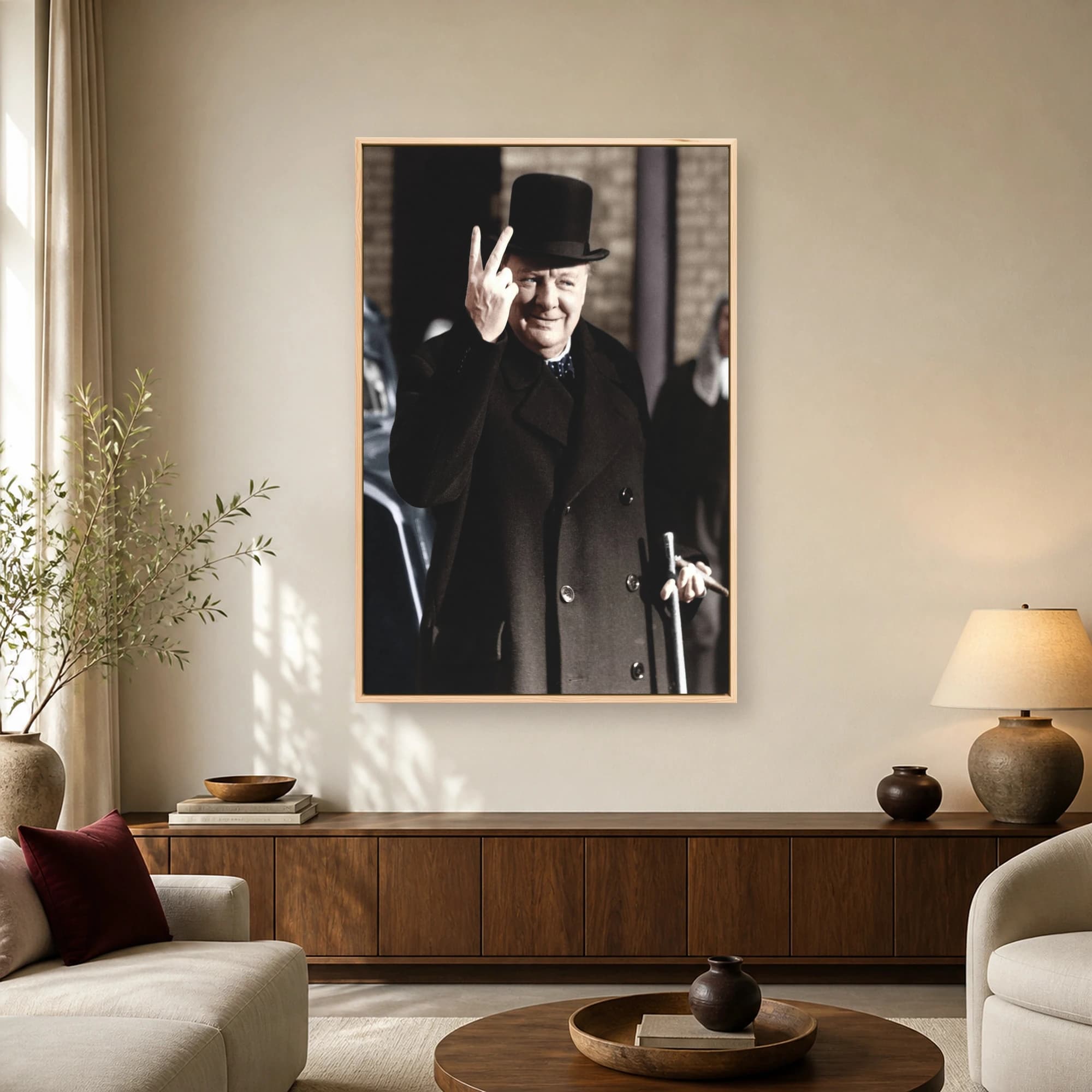 Winston Churchill Victory Salute Historic Portrait Art, view 2