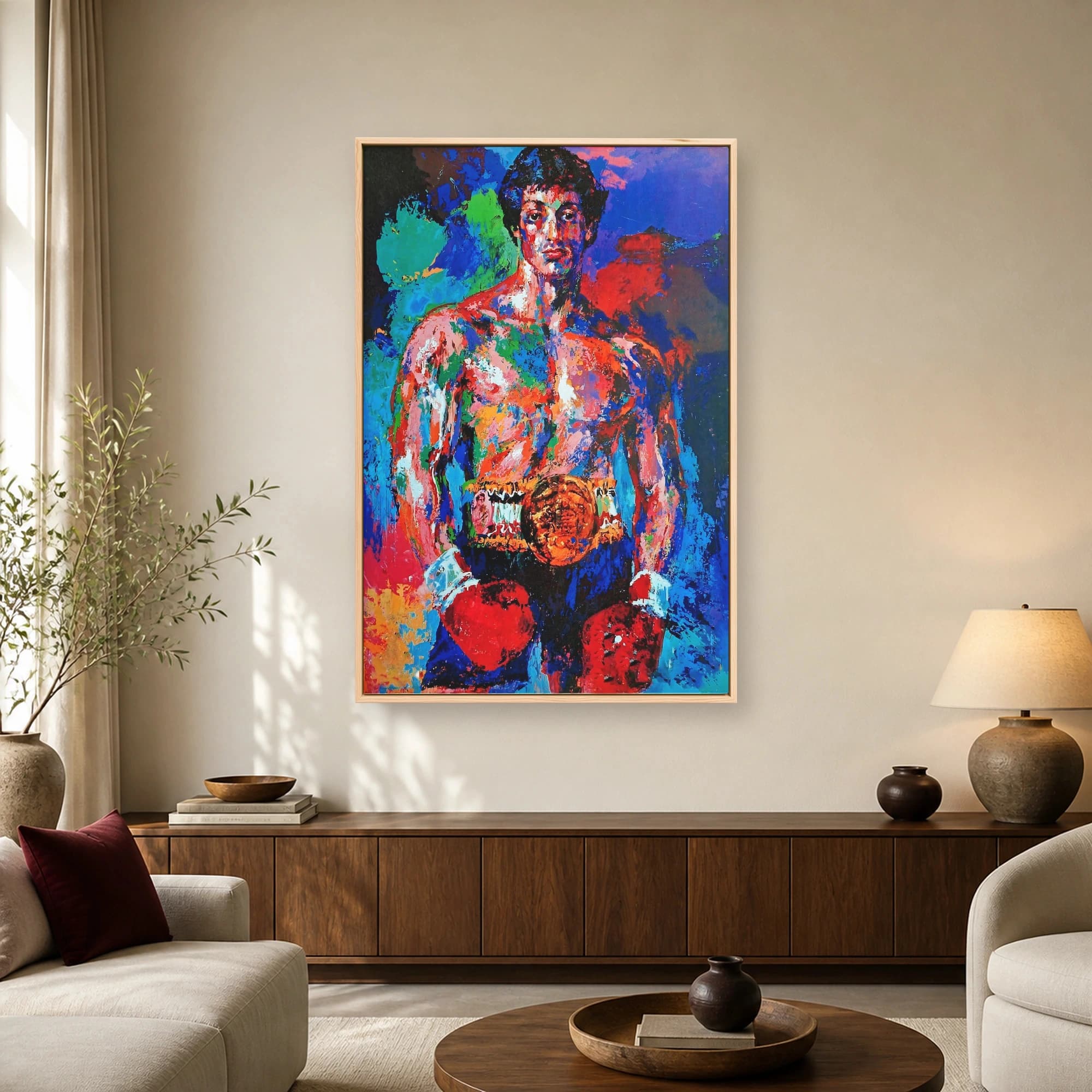 Rocky Champion Boxer Colorful Impasto Wall Art, view 2