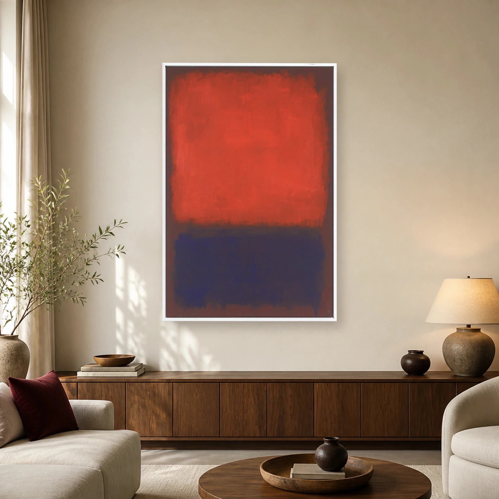 Rust and Blue Abstract Color Field Canvas Print, view 2