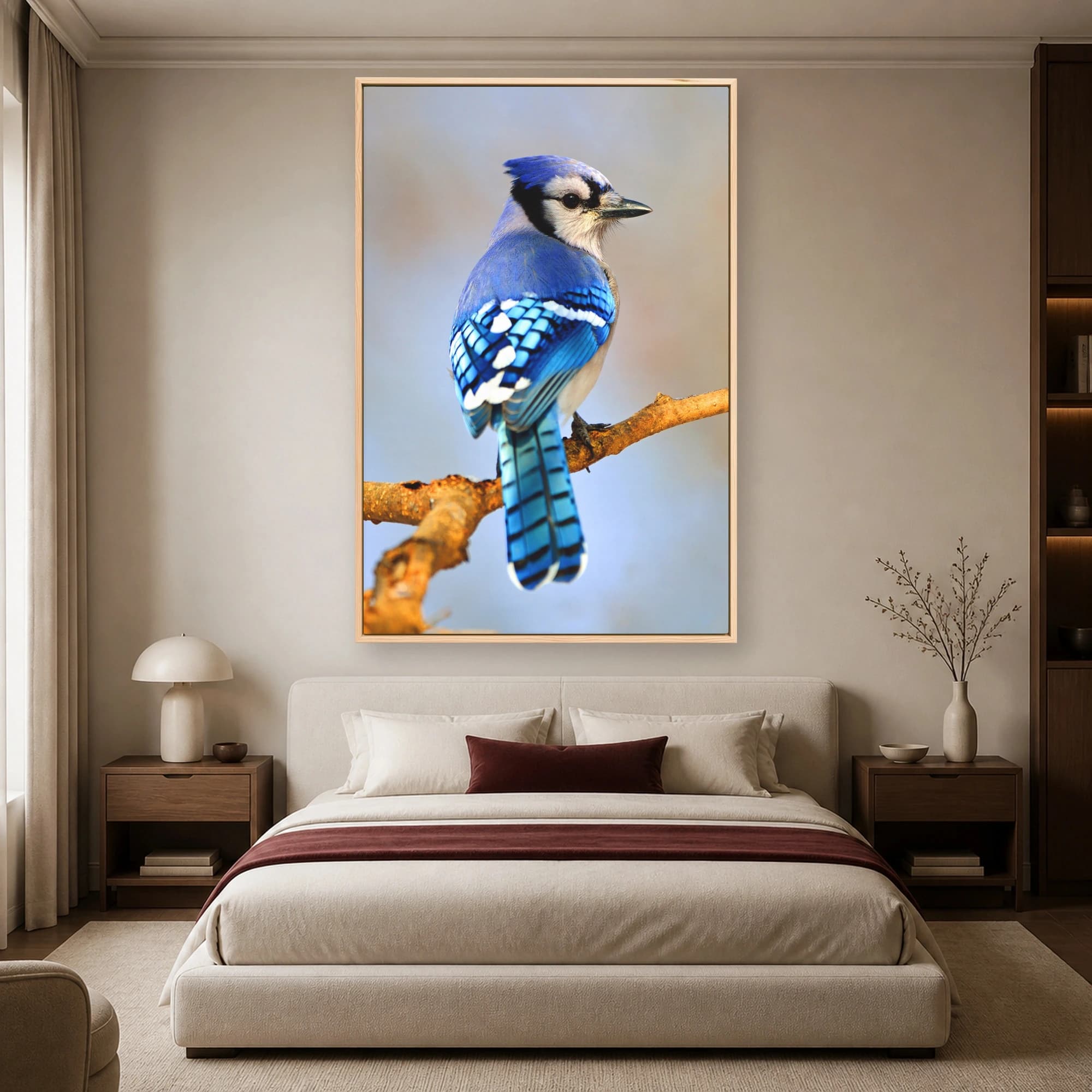 Vibrant Blue Jay Bird Wildlife Photography Wall Art, view 3