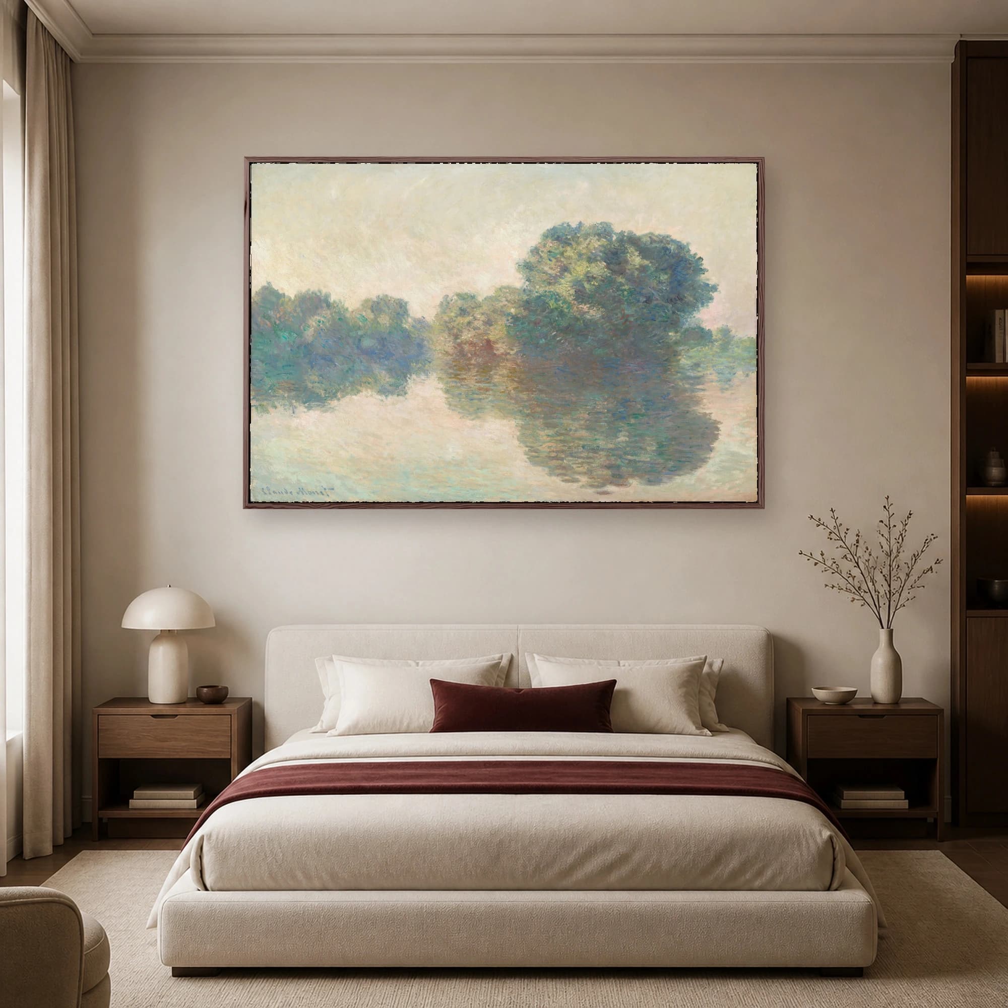 Trees on the River Bank – Impressionist Canvas Print, view 3