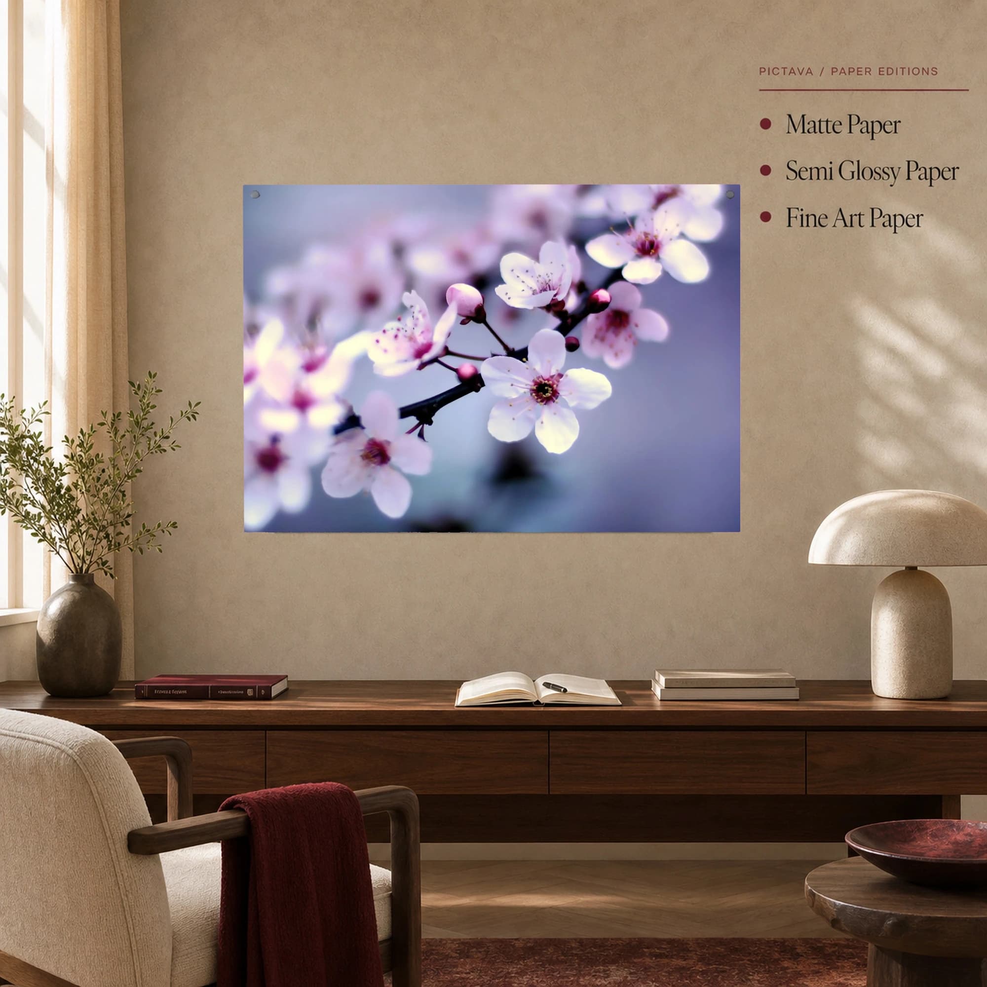 Ethereal Cherry Blossom Branch Fine Art Print, view 5