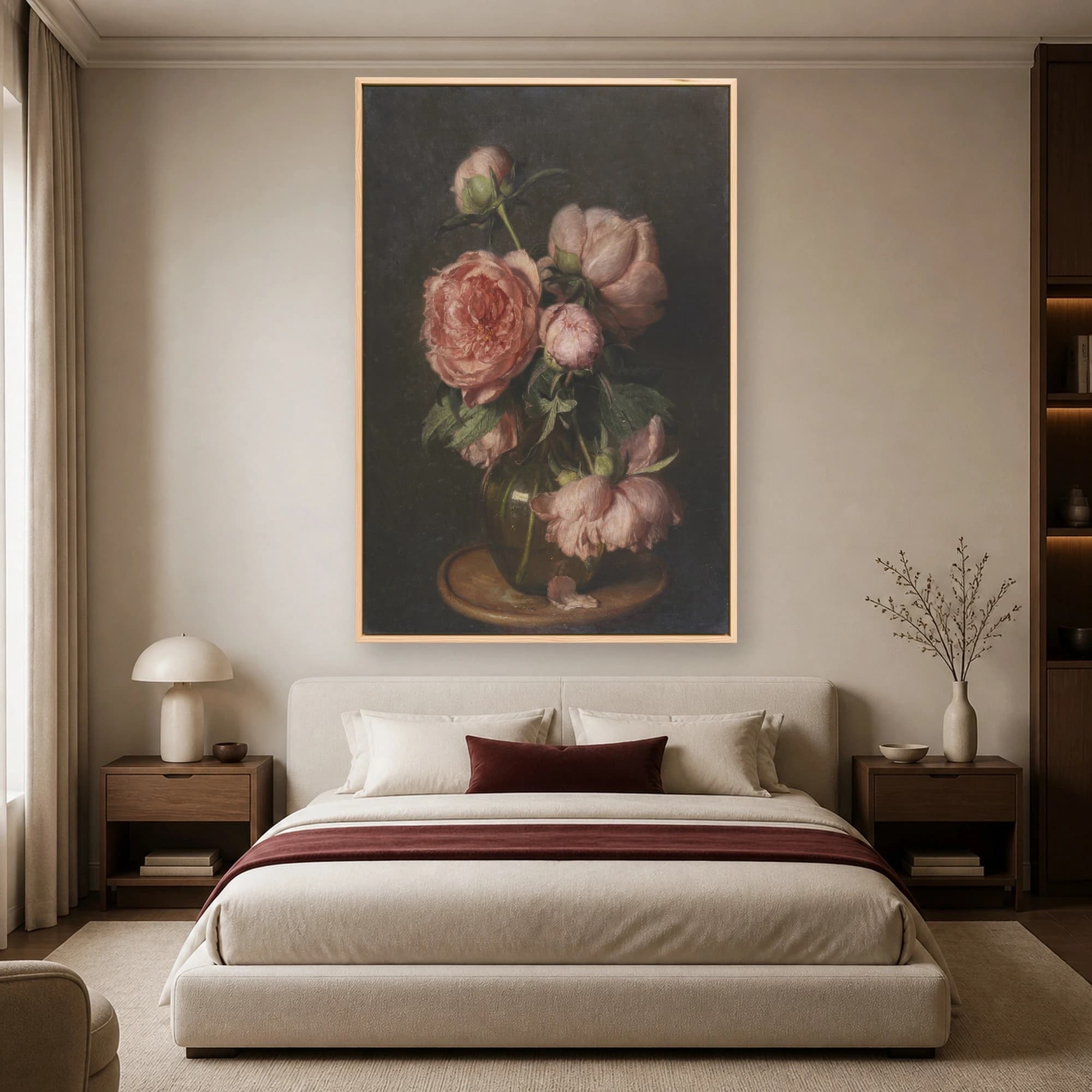 Vase of Peonies Classical Still Life Canvas Print, view 4