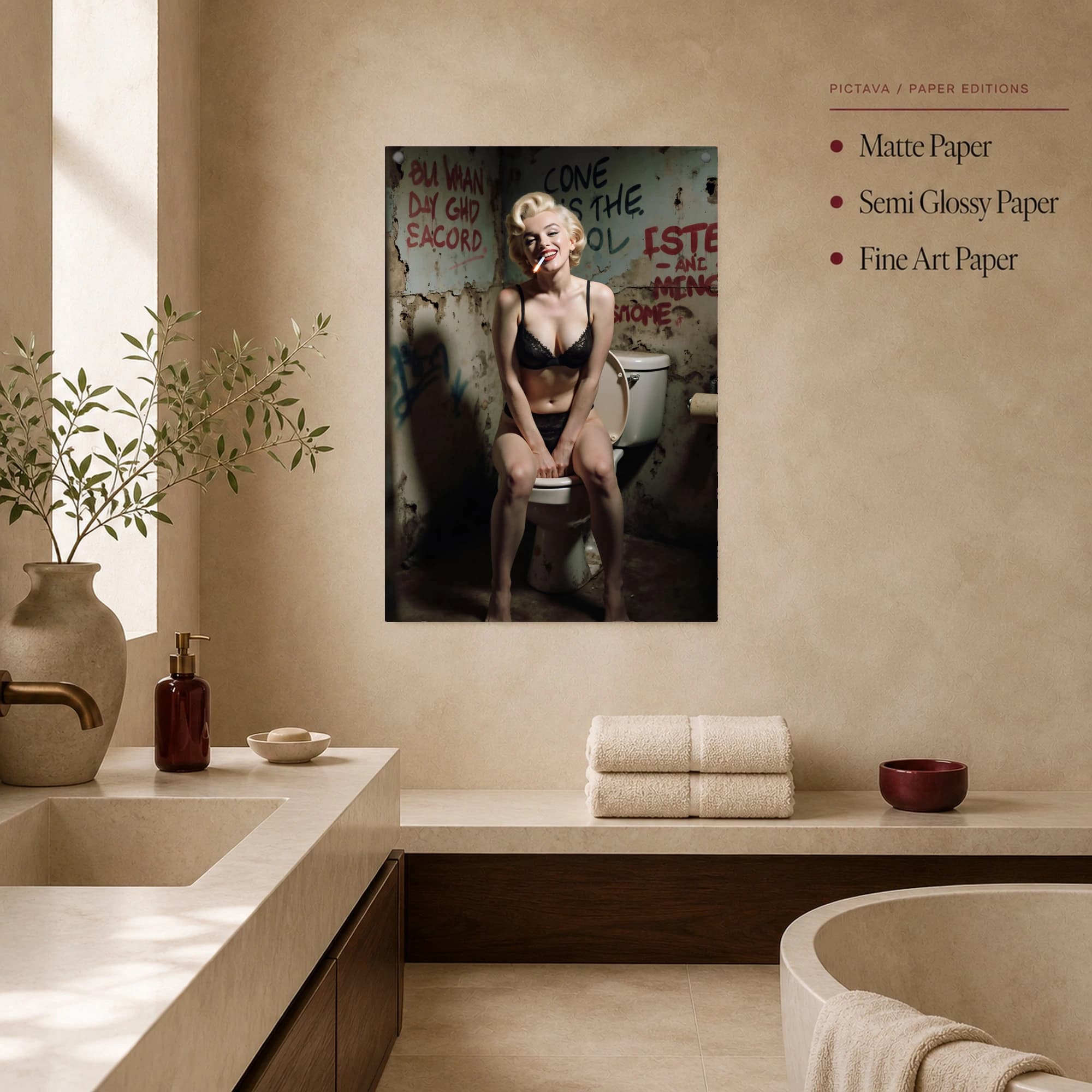 Subversive Marilyn Graffiti Bathroom Wall Art Canvas, view 2