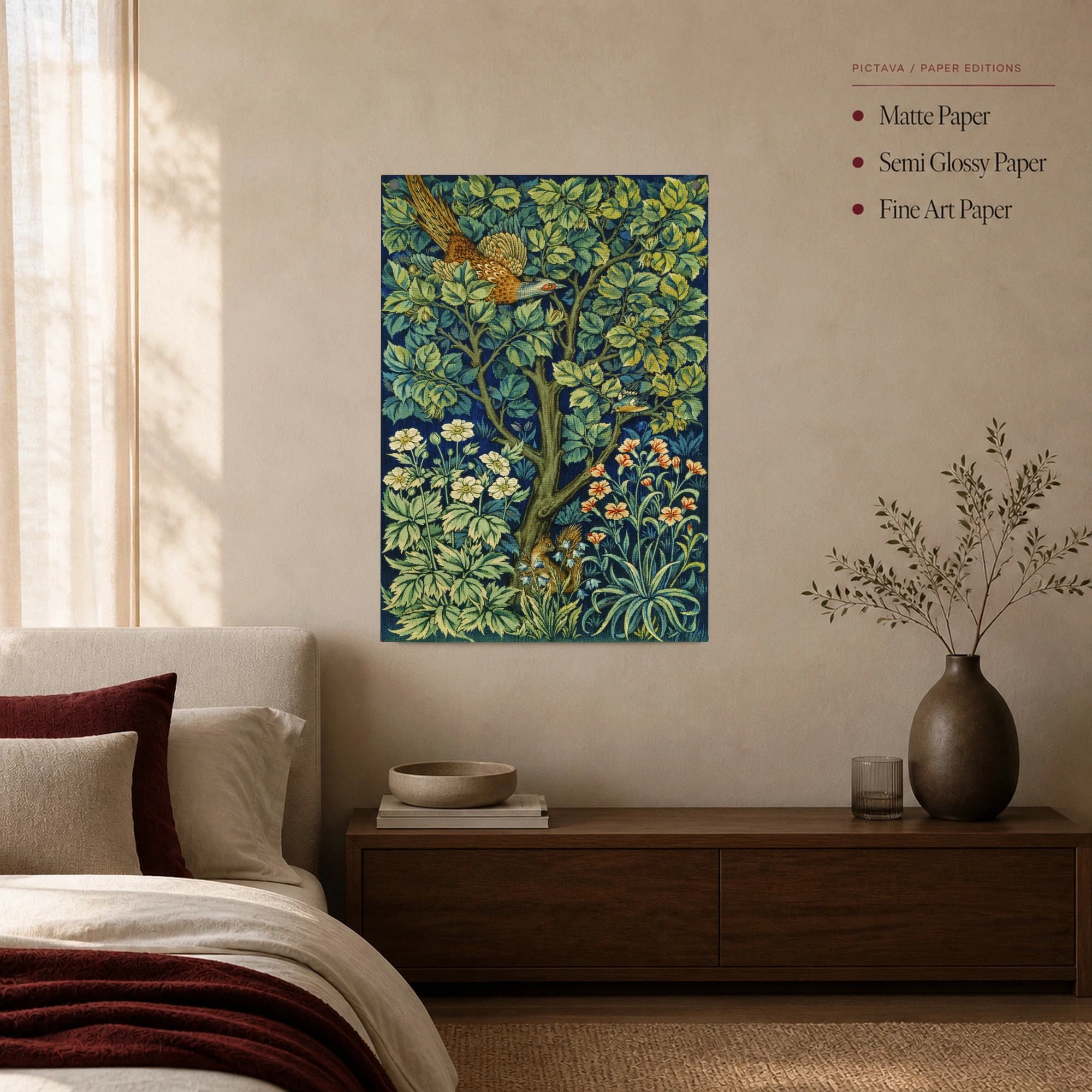 The Woodpecker William Morris Vintage Botanical Tapestry Wall Art, view 3