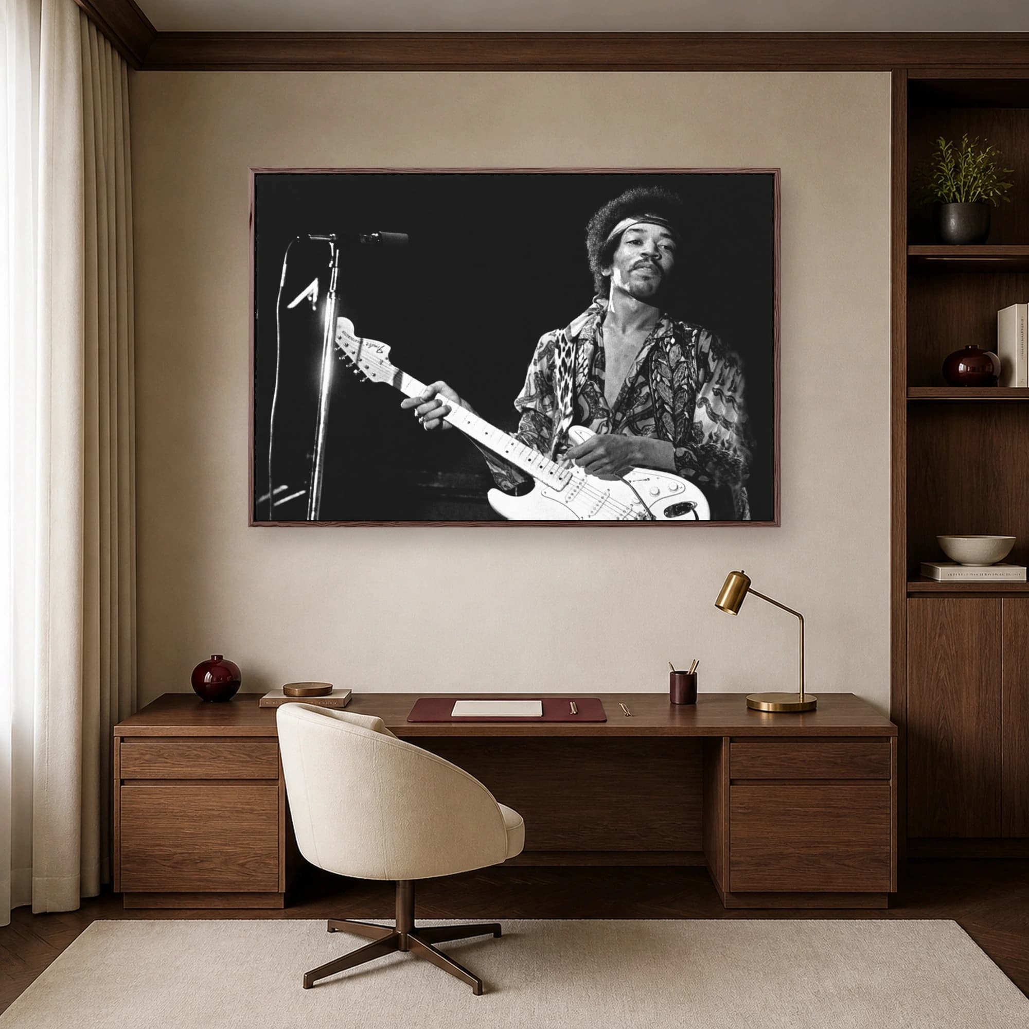 Jimi Hendrix Live Concert Black and White Wall Art, view 7