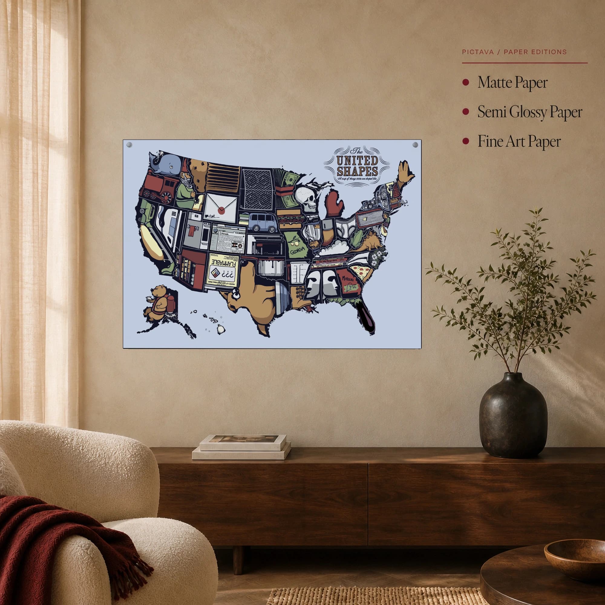 The United Shapes Whimsical Map Art Print, view 4