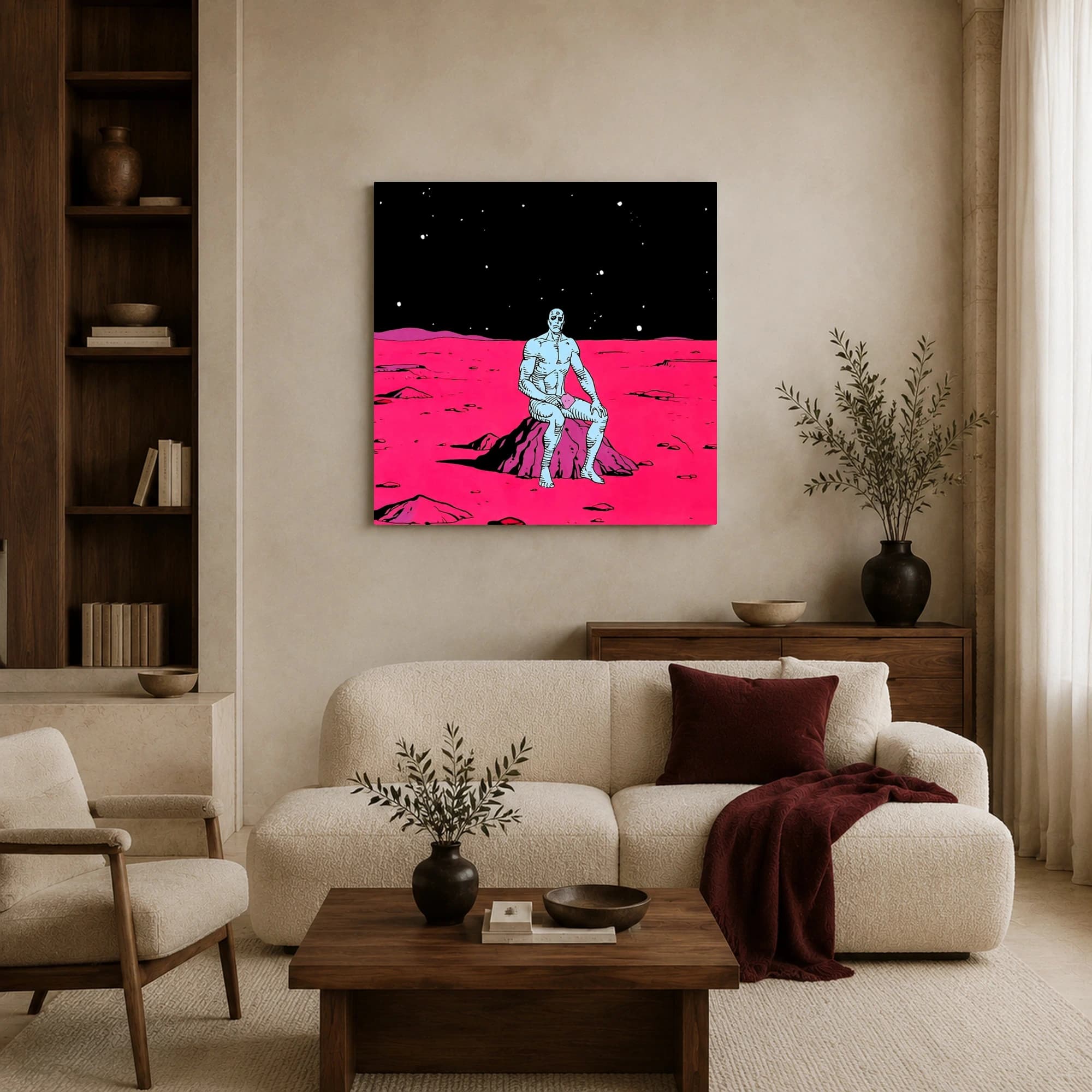 Sci-Fi Blue Man on Martian Landscape Canvas Print, view 4