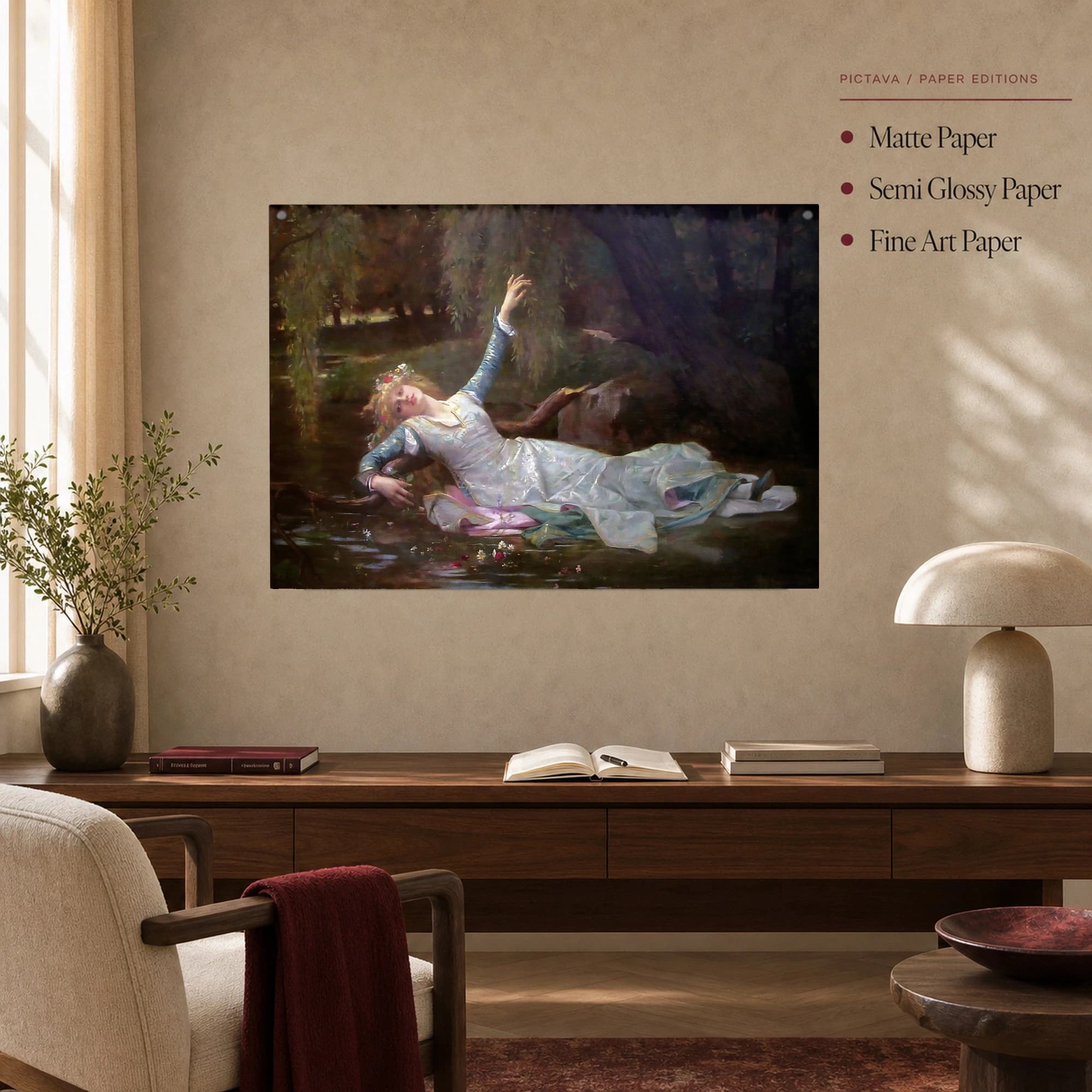 Ophelia Canvas Print by John Everett Millais Classic Literary Art, view 5
