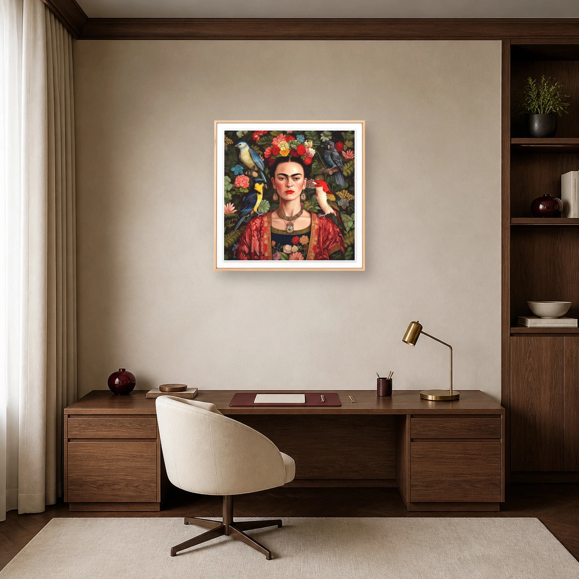 Frida Kahlo Portrait with Exotic Birds Wall Art, view 8