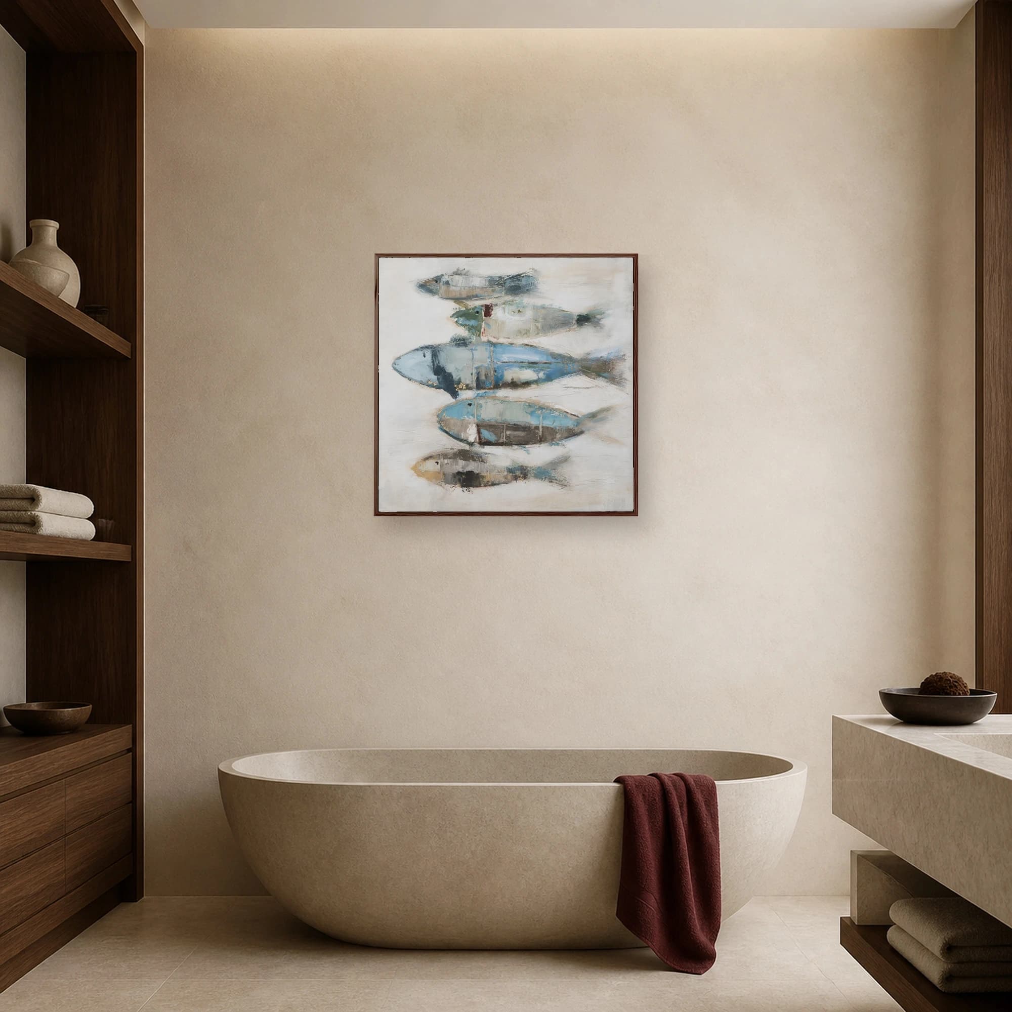 Stacked Coastal Fish Abstract Wall Art Canvas, view 7