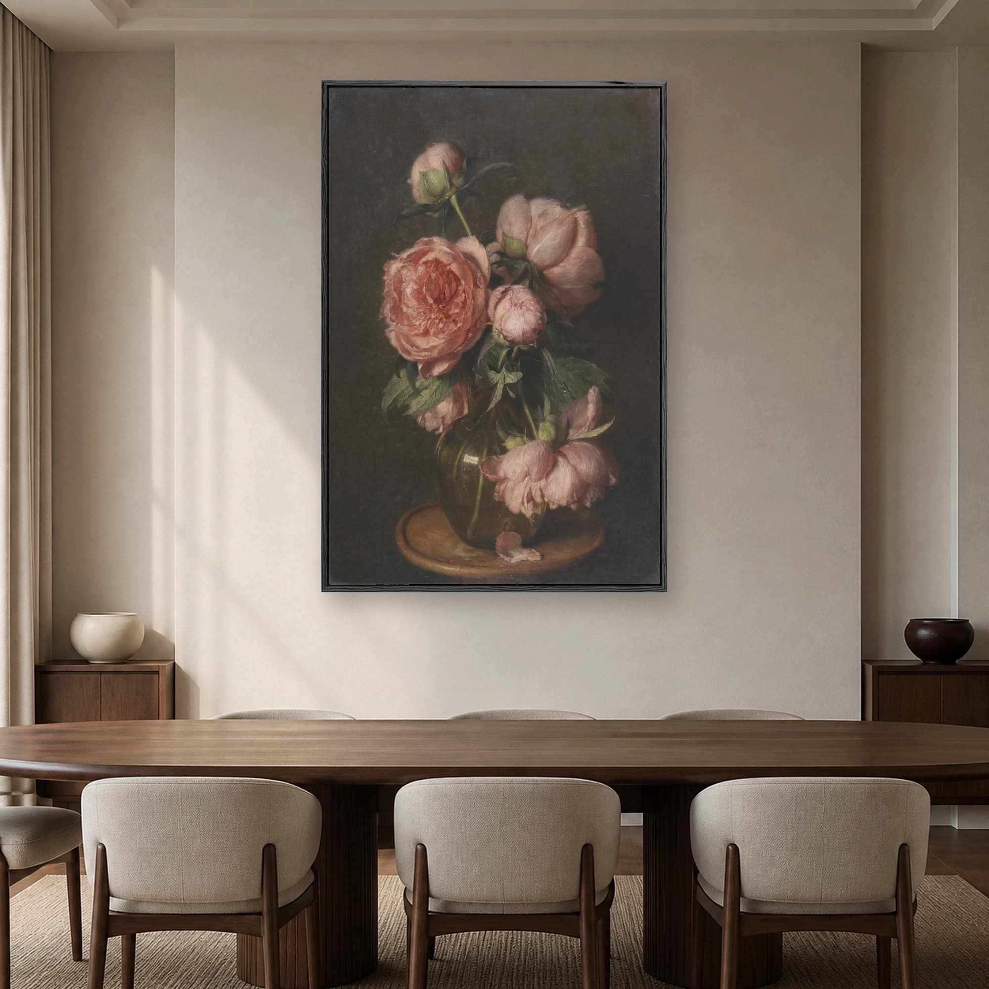 Vase of Peonies Classical Still Life Canvas Print, view 7