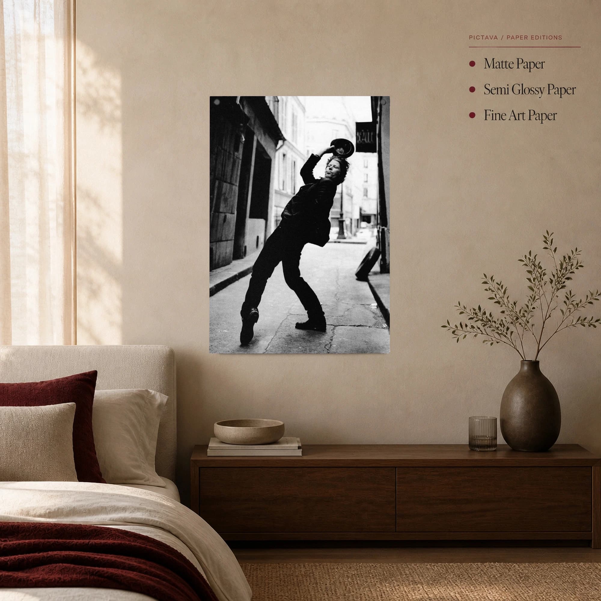 Tom Waits Iconic Alleyway Lean Black and White Music Photography Print, view 2