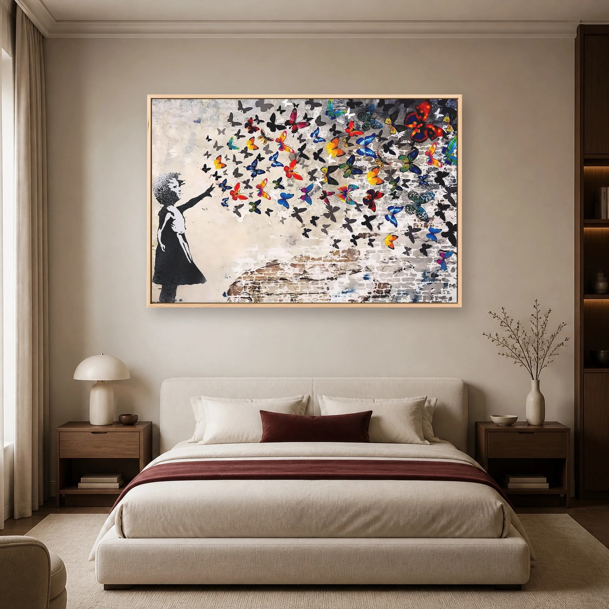 Girl with Butterflies Street Art Canvas Print, view 5