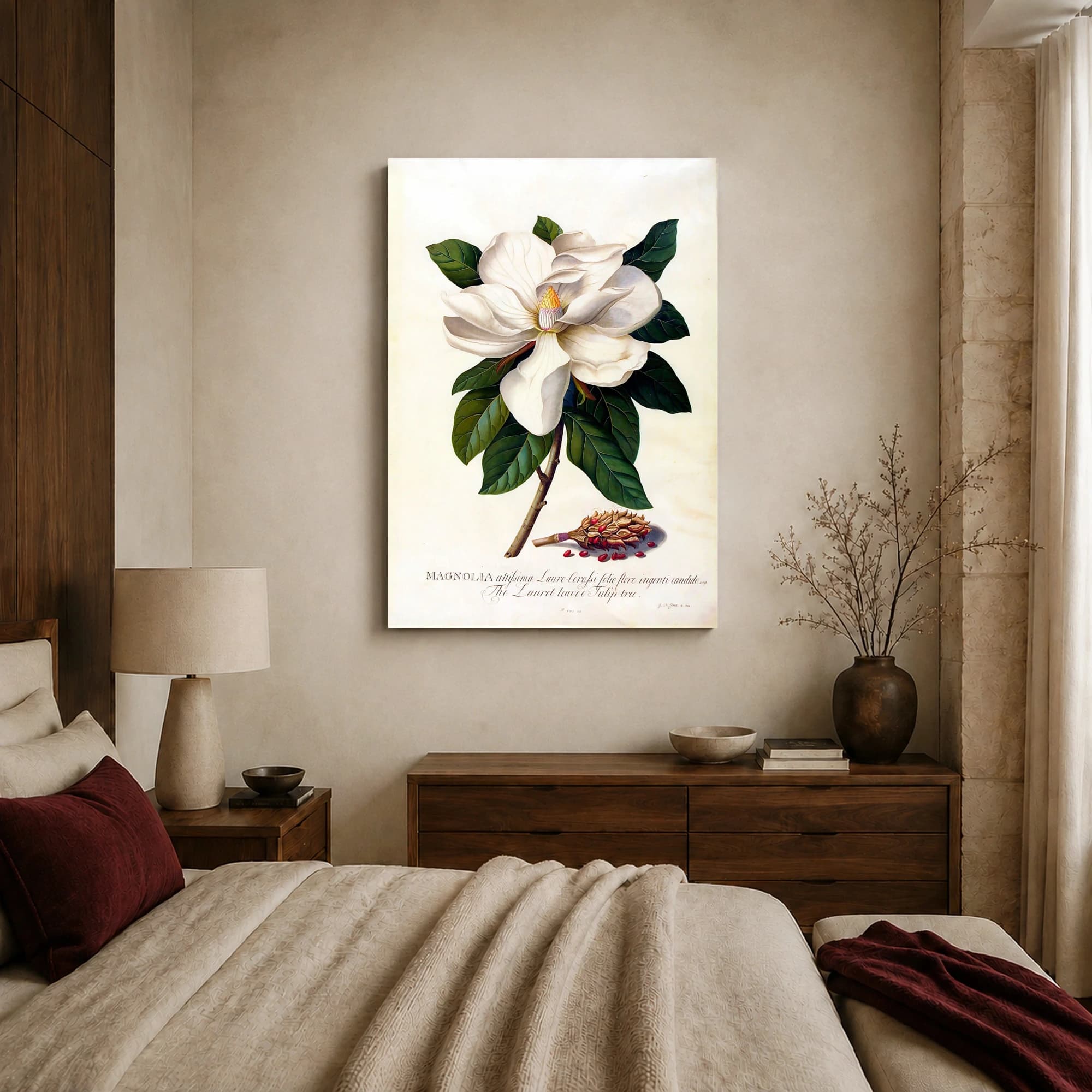 Vintage Botanical Magnolia Flower Print, view 5