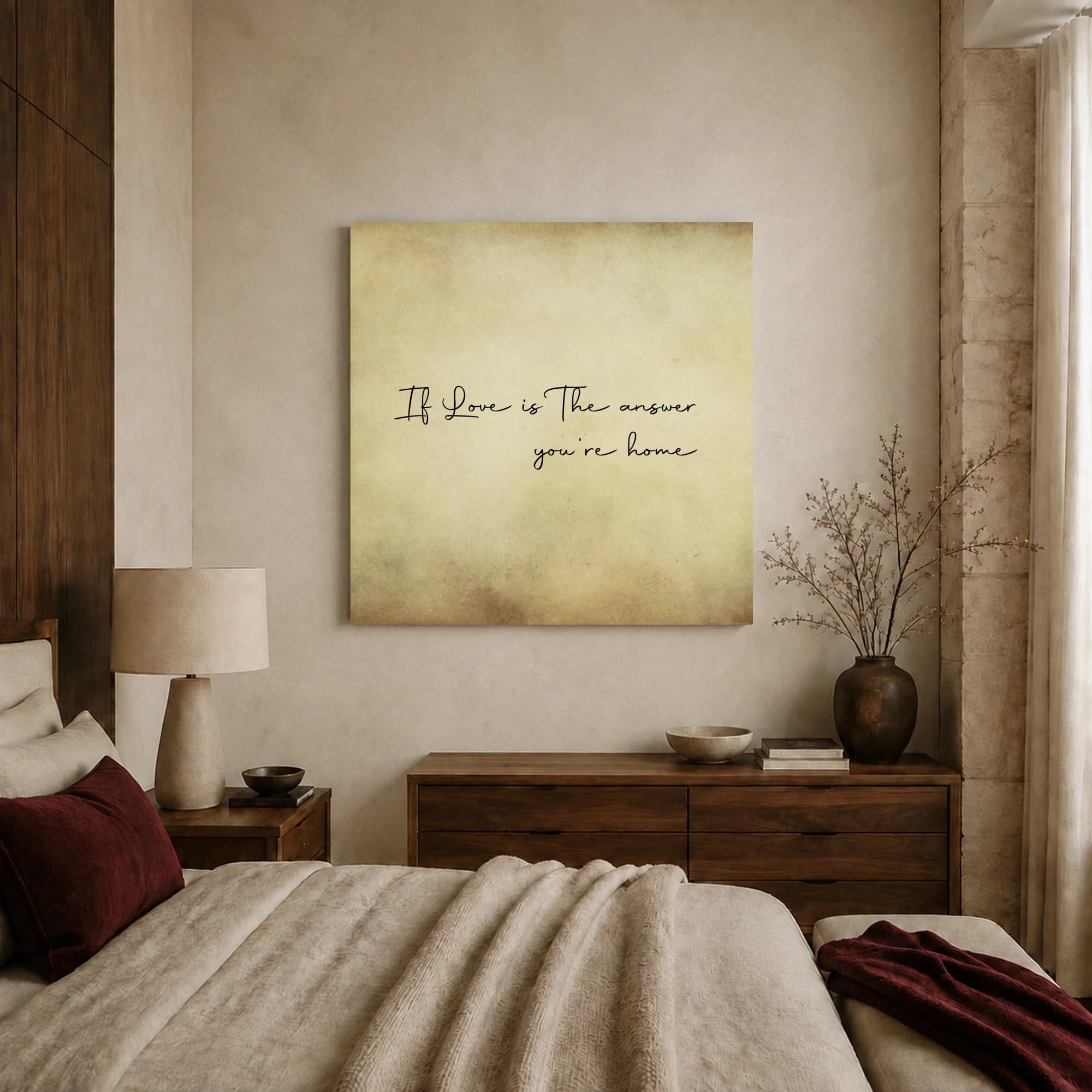 If Love Is The Answer You're Home Vintage Typography Wall Art, view 2