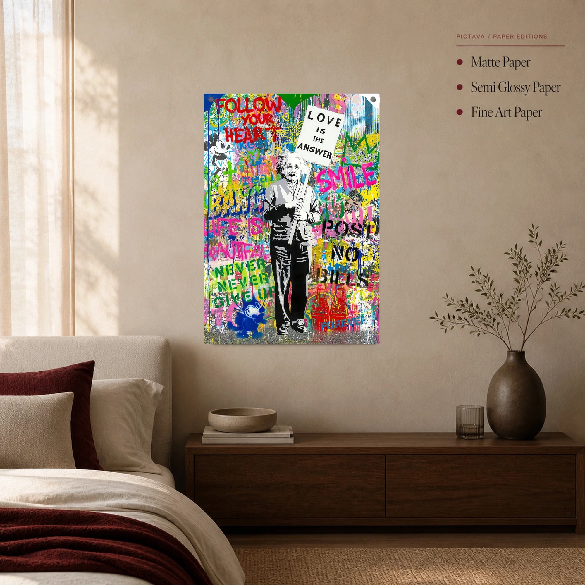 Albert Einstein Love Is The Answer Pop Art Canvas, view 3