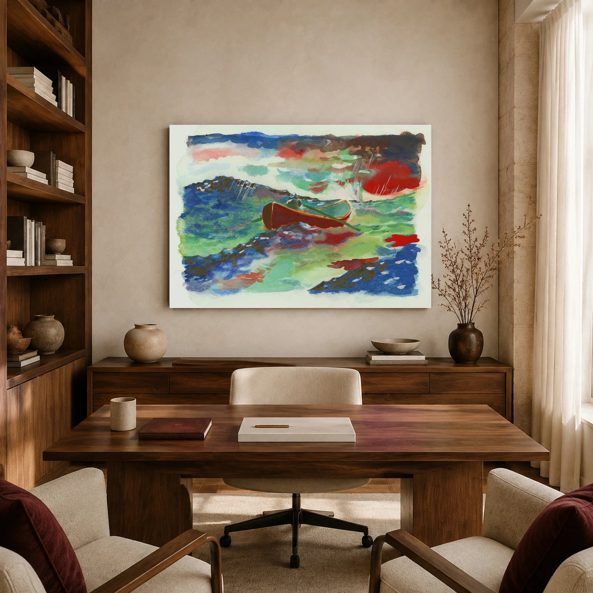 Stormy Waters Canoe Watercolor Wall Art, view 8