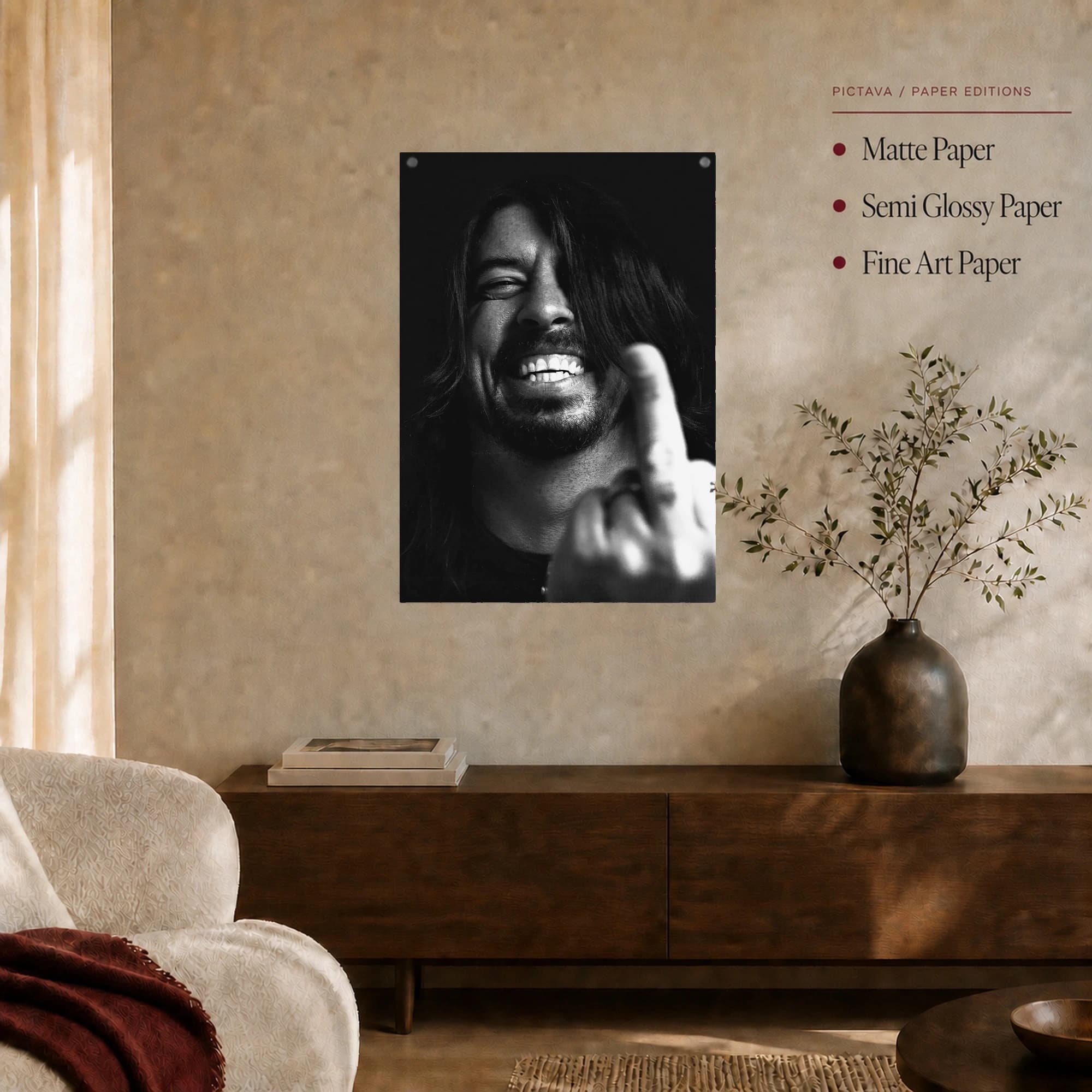 Dave Grohl Black and White Portrait Canvas Print, view 6