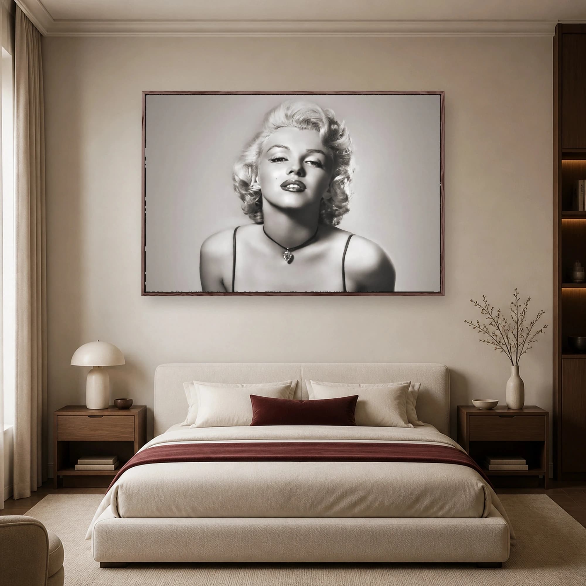 Classic Hollywood Glamour Icon Black and White Portrait Wall Art, view 4