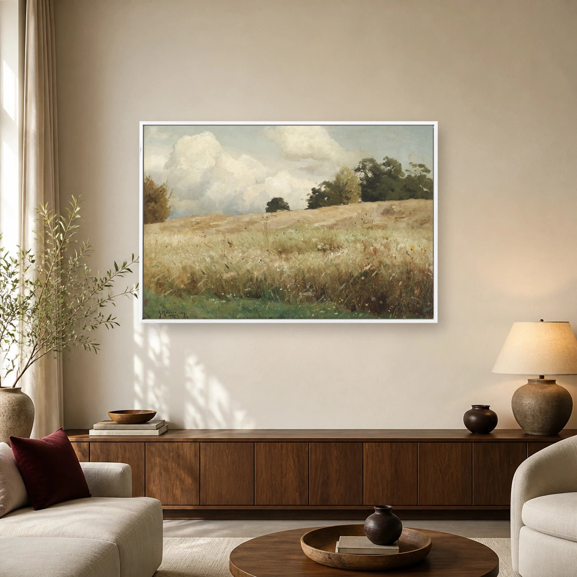 Landscape with Wheat Field and Clouds Fine Art Canvas Print, view 2