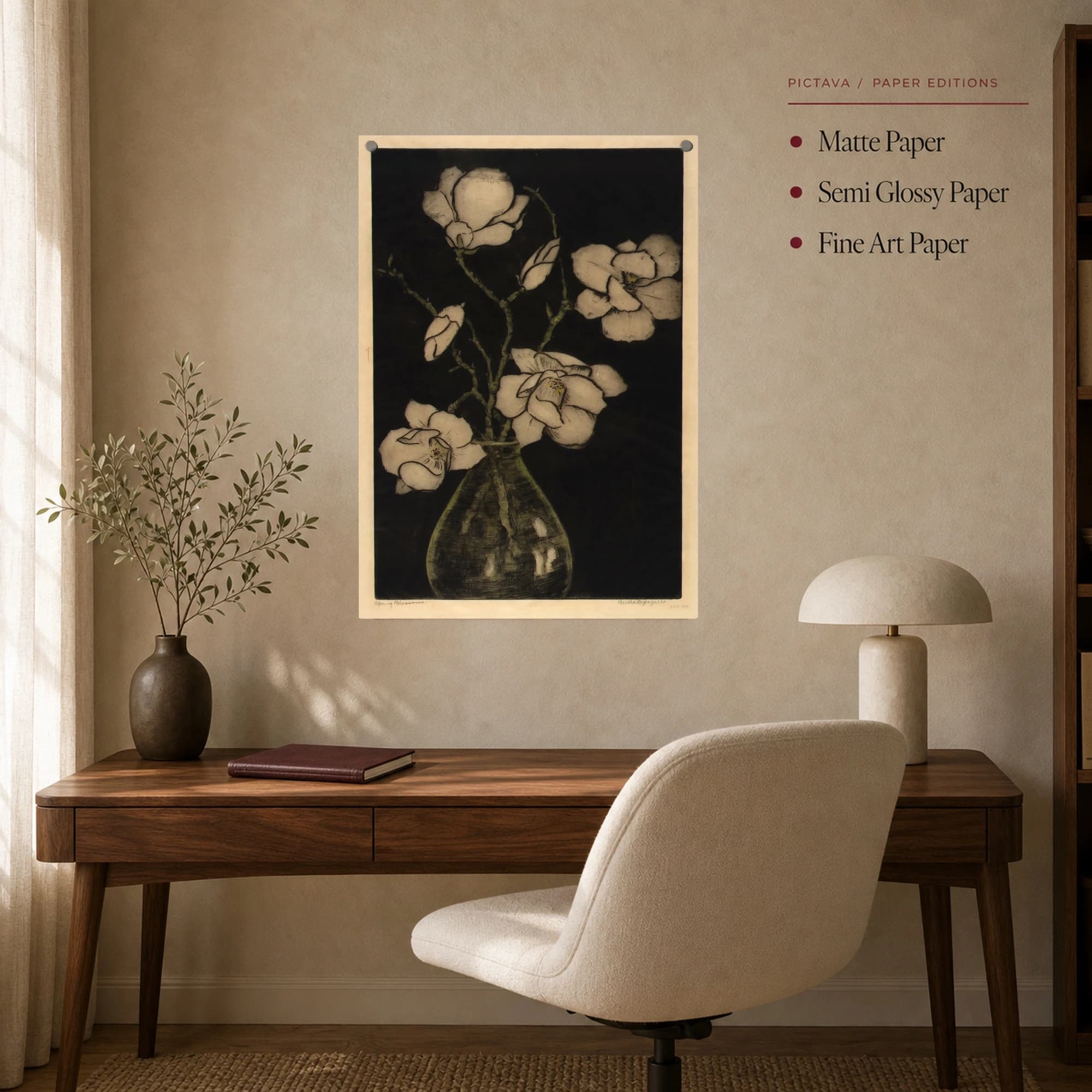 Spring Blossoms Botanical Etching Wall Art, view 8