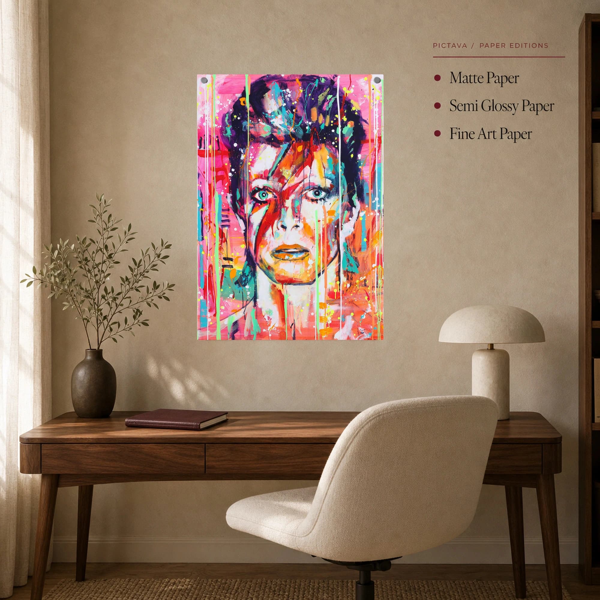 David Bowie Neon Pop Art Canvas Print, view 7