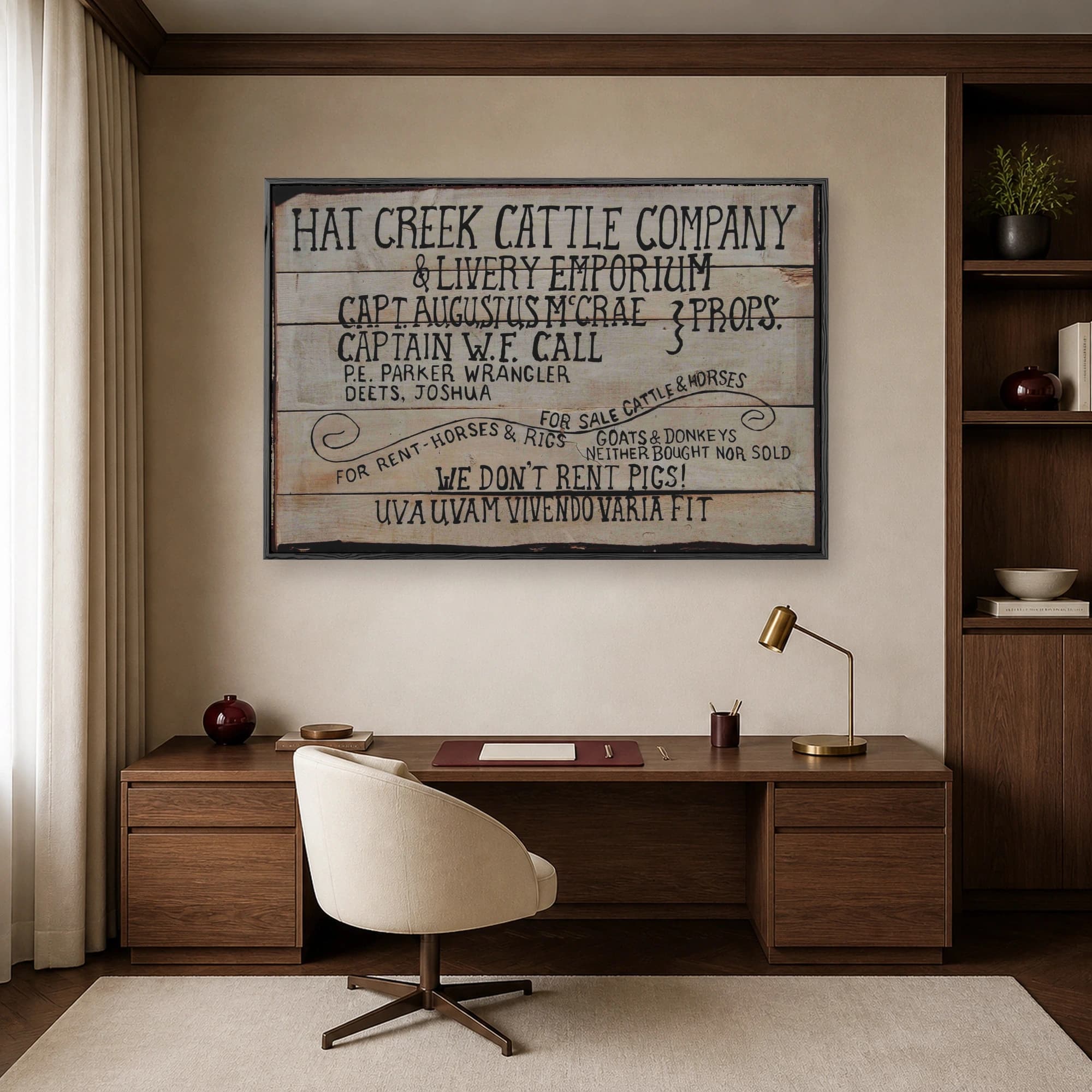 Lonesome Dove Hat Creek Cattle Company Sign Canvas Print, view 7