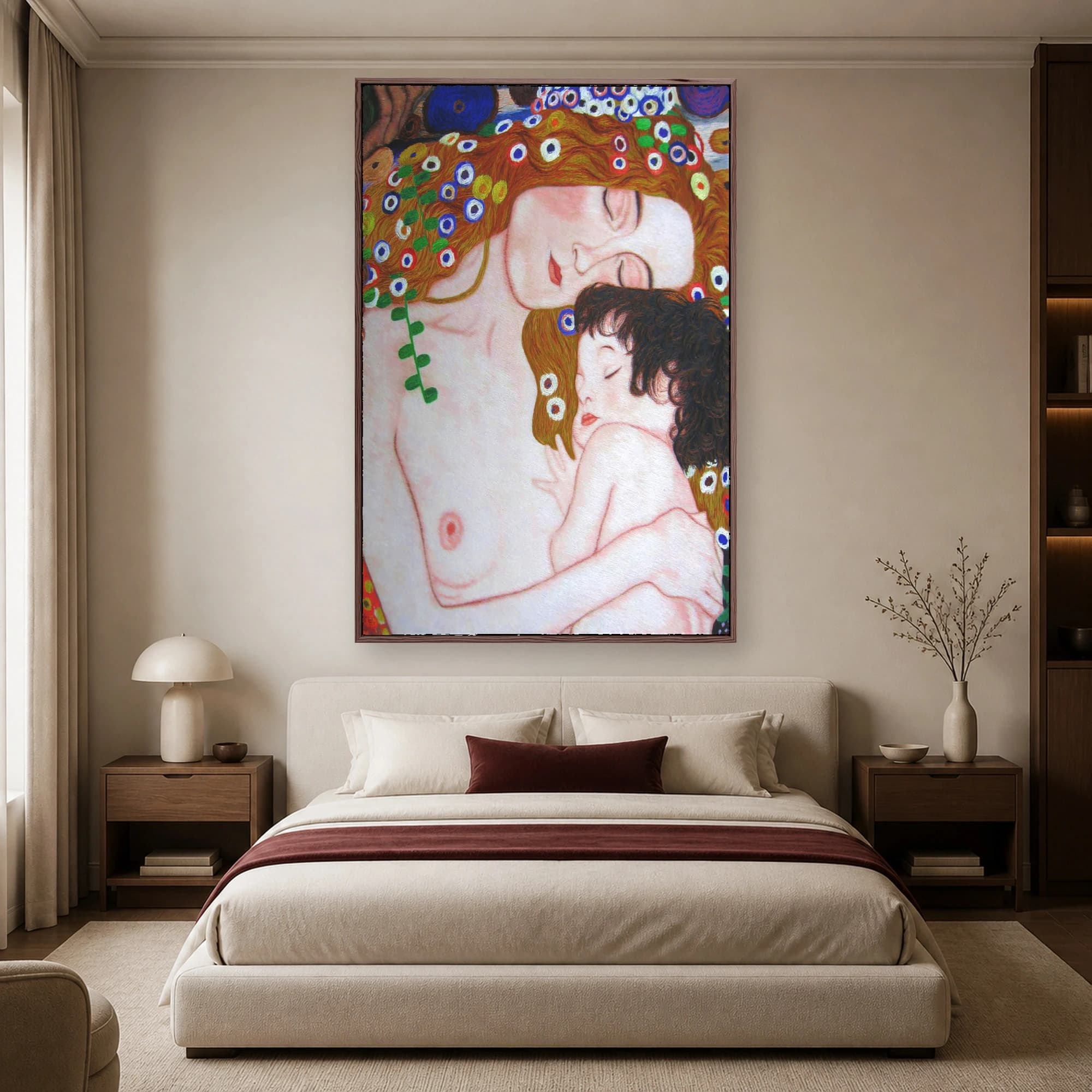Mother and Child Art Nouveau Canvas Print, view 3
