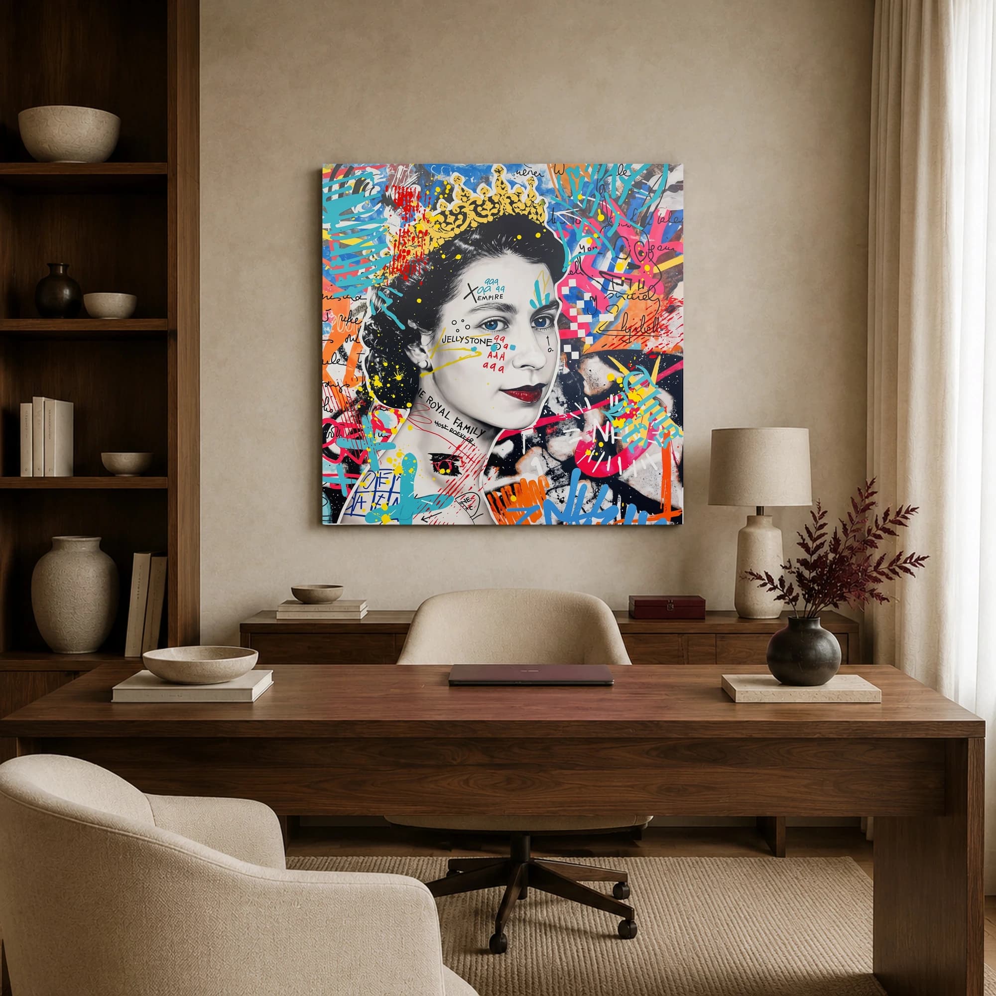 Royal Graffiti Queen Portrait Canvas Print, view 3