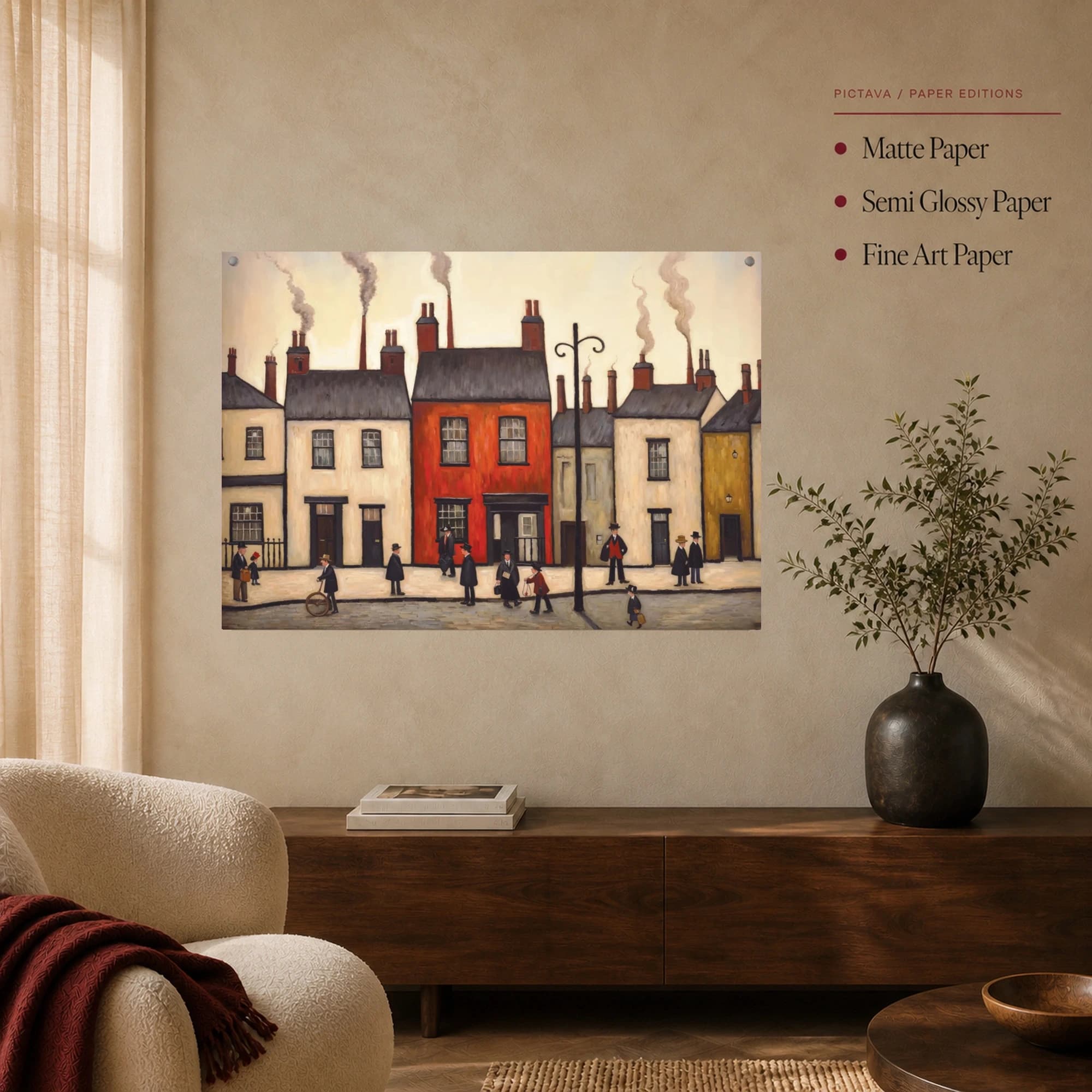 Industrial Street Scene with Bowler Hats Art Print, view 6