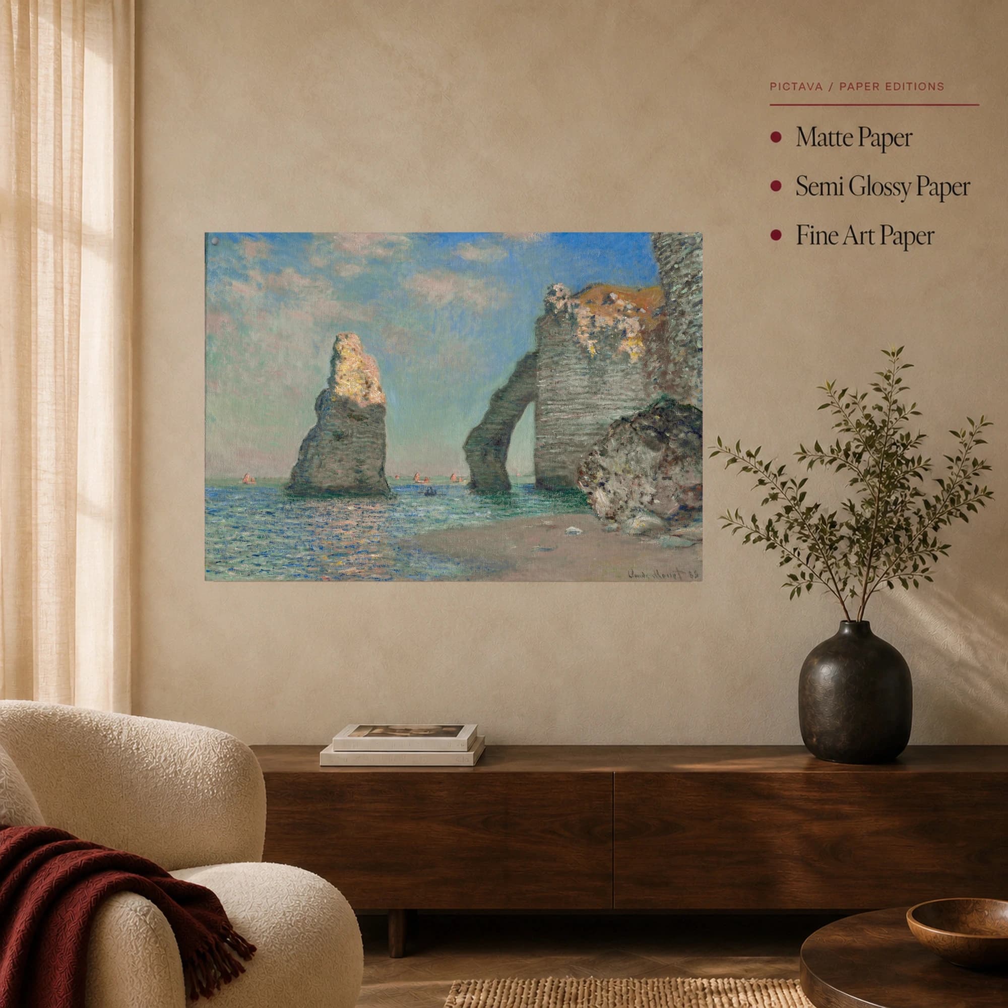 Monet The Cliffs at Etretat Canvas Print, view 6